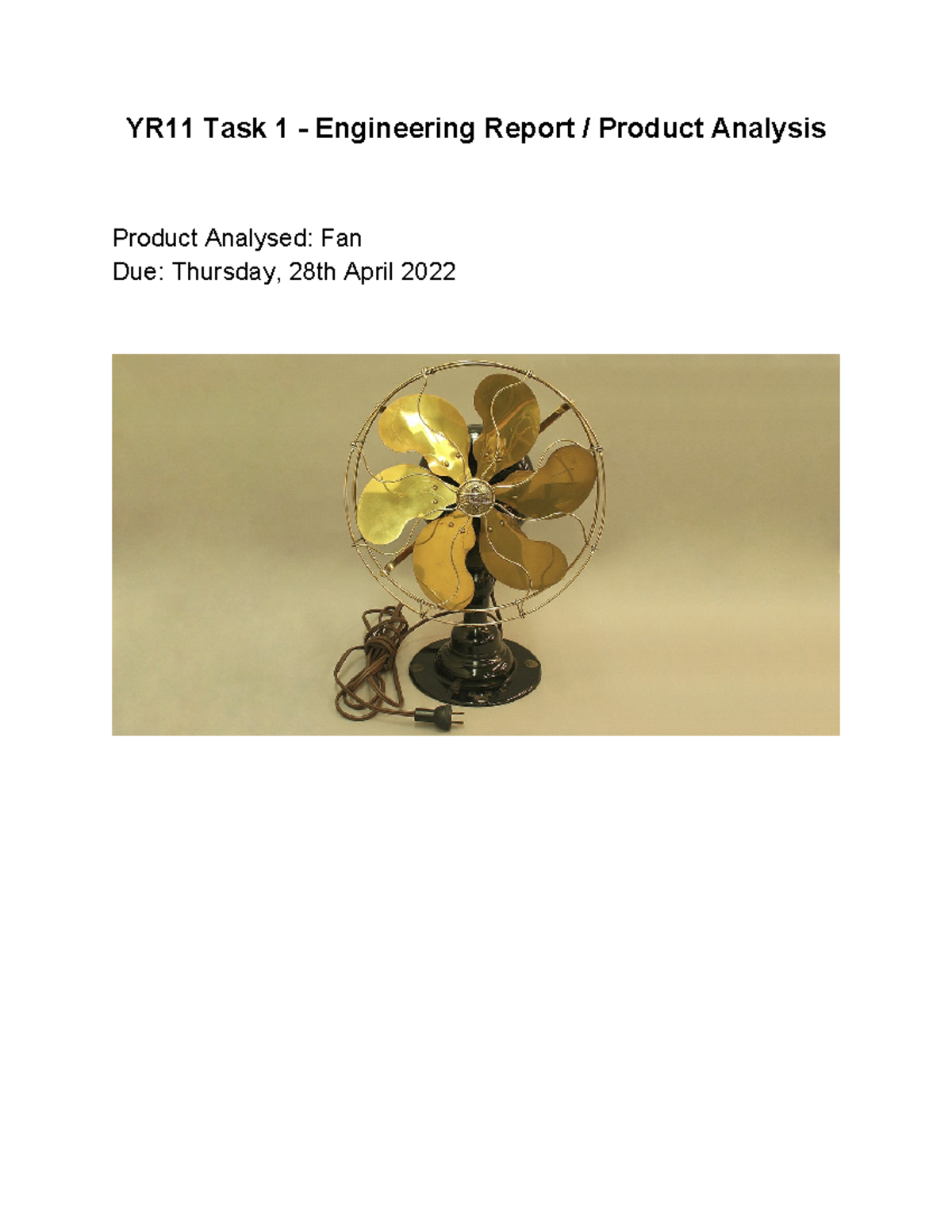 Copy of Copy of YR11 Task 1 - Engineering Report Product Analysis ...