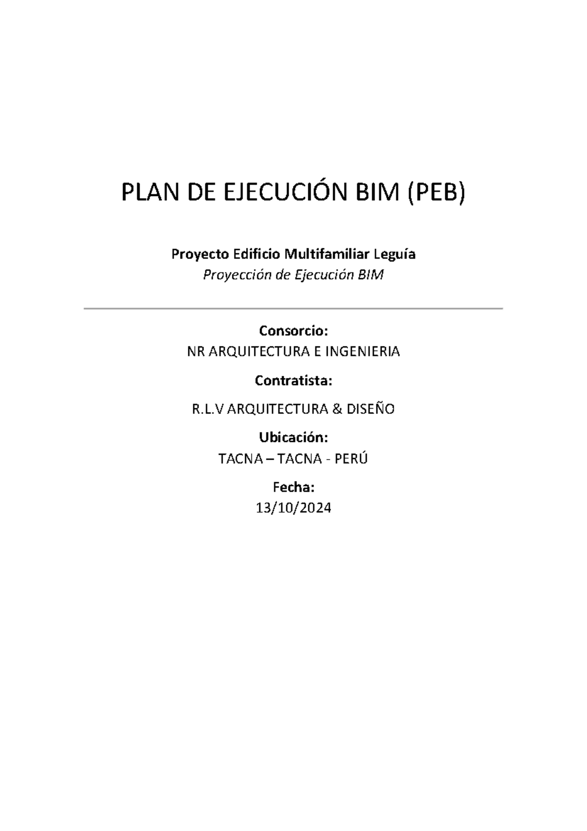 Plan de Ejecución BIM (PEB) para Edificio Multifamiliar Leguía - Studocu