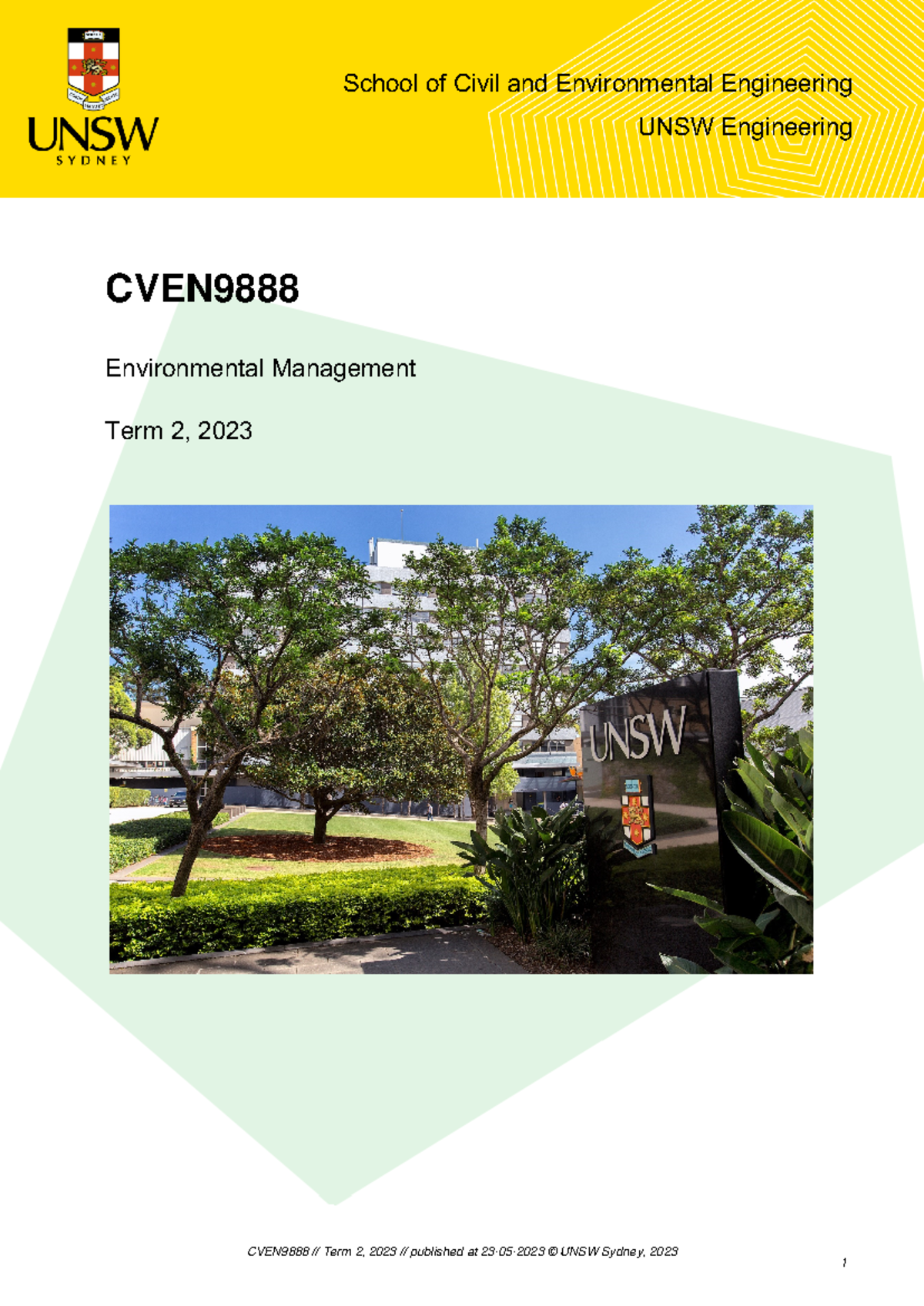 CVEN9888 T2 2023 - Environmental Management Course Overview ...