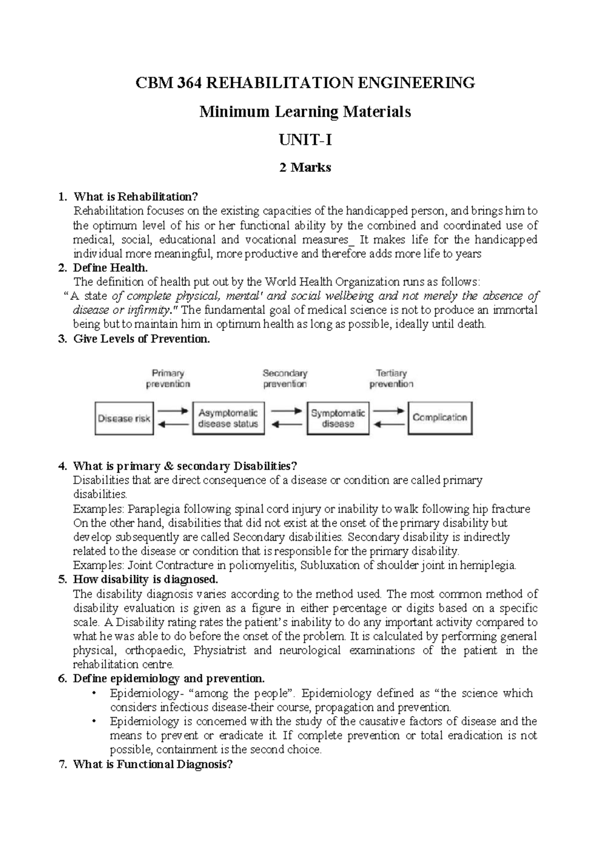CBM 364 REHABILITATION ENGINEERING: Key Concepts & Learning Materials ...