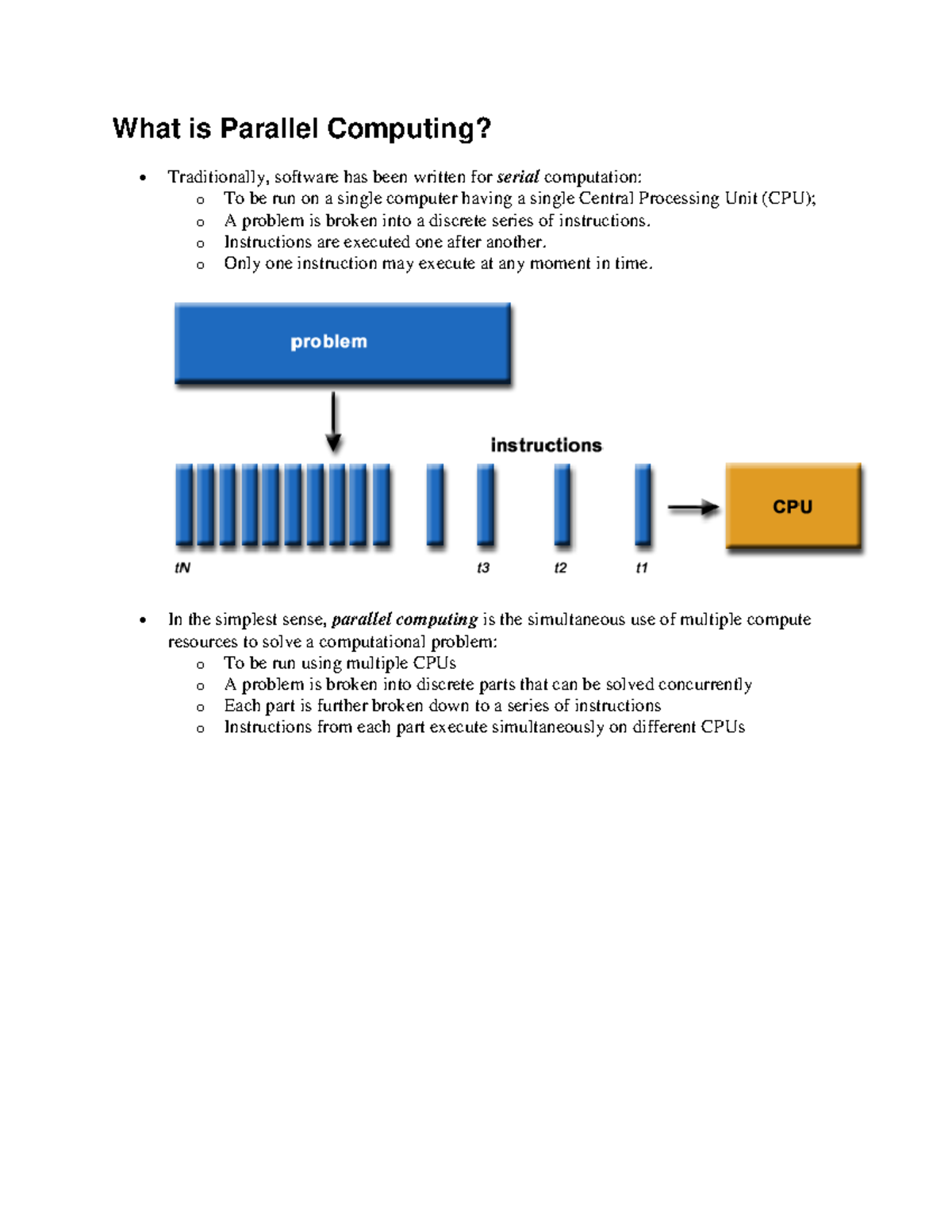 What is Parallel Computing - o Instructions are executed one after ...
