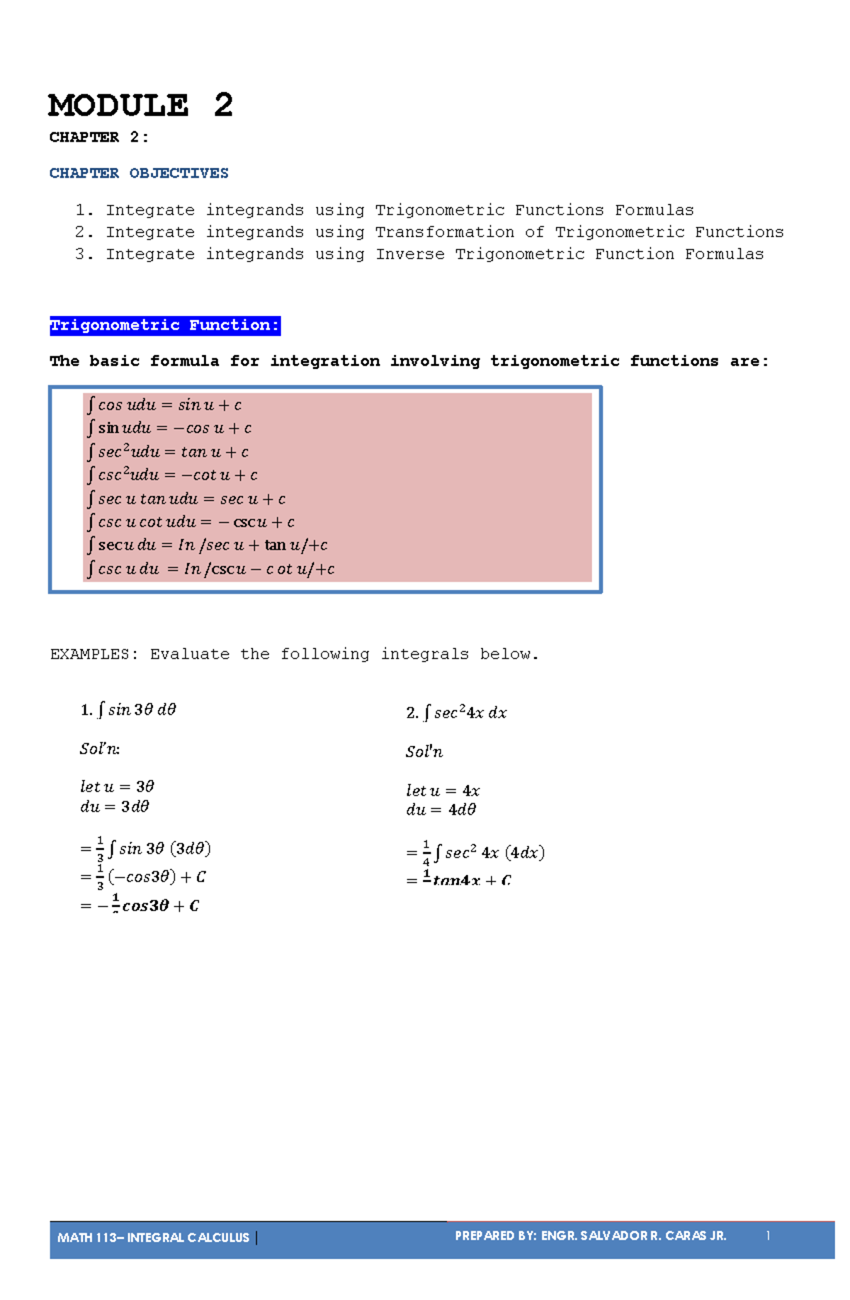 Module-2-Trigonometric - MODULE 2 CHAPTER 2: CHAPTER OBJECTIVES 1 ...