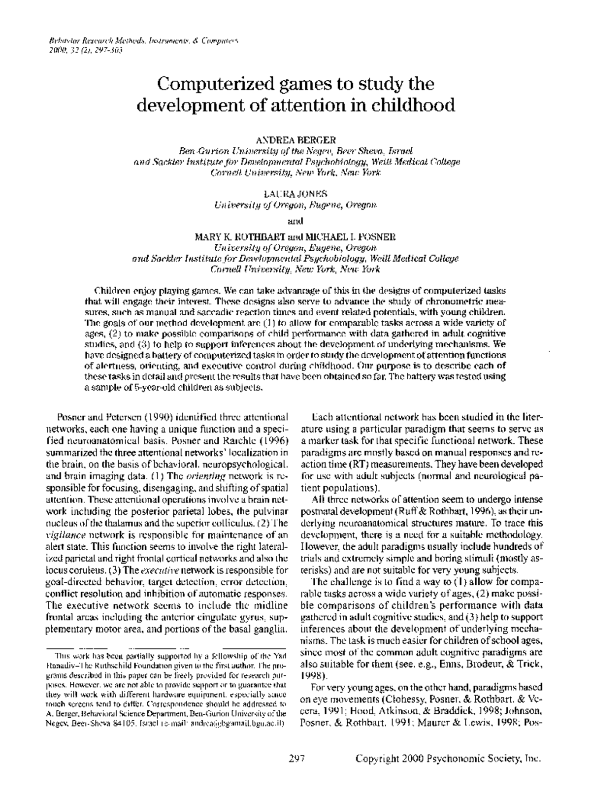 Computerized Attention Tasks for Child Development: BF03207798 - Studocu