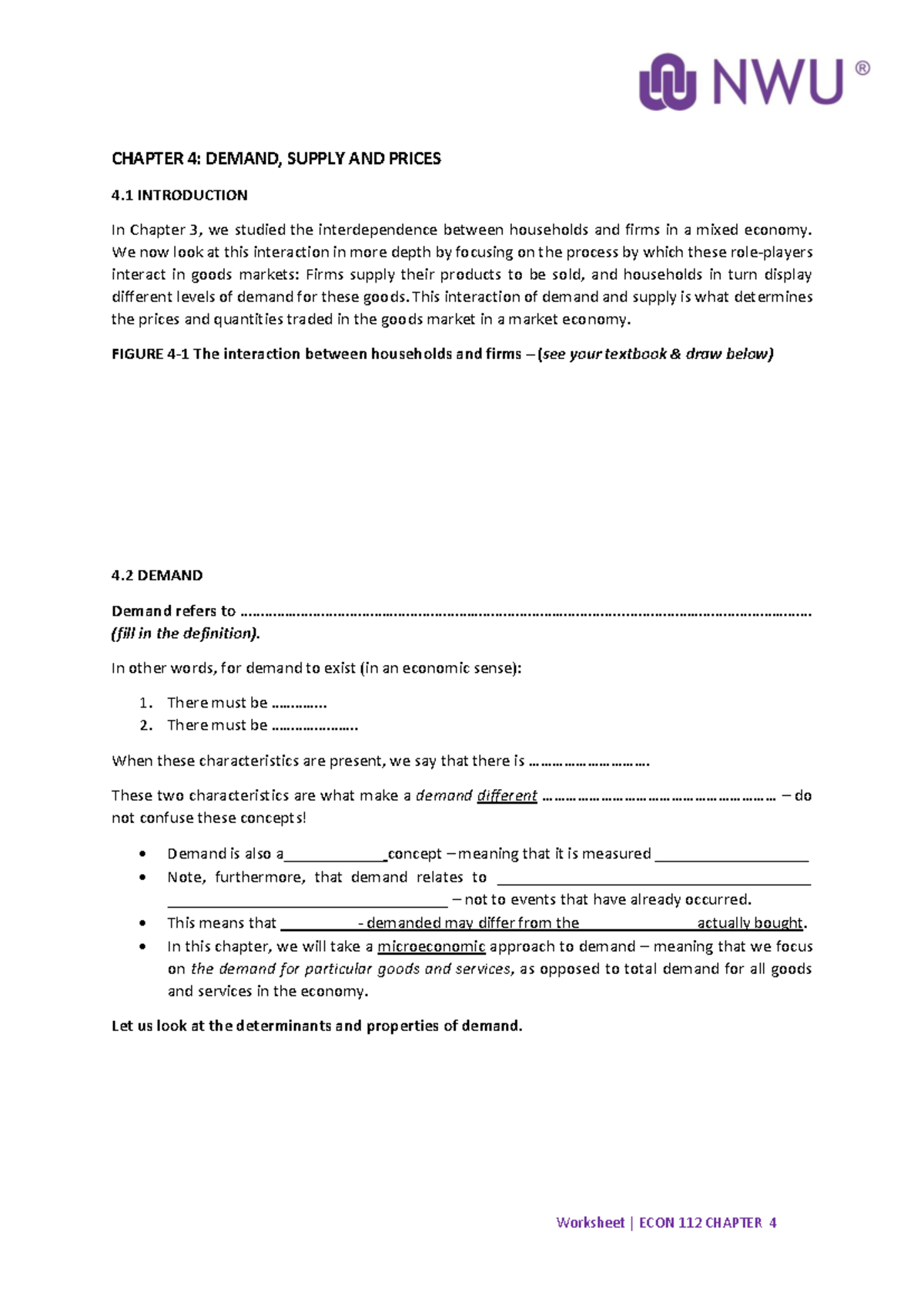 Chapter 4: Demand, Supply, and Prices - Study Notes for Econ 101 - Studocu