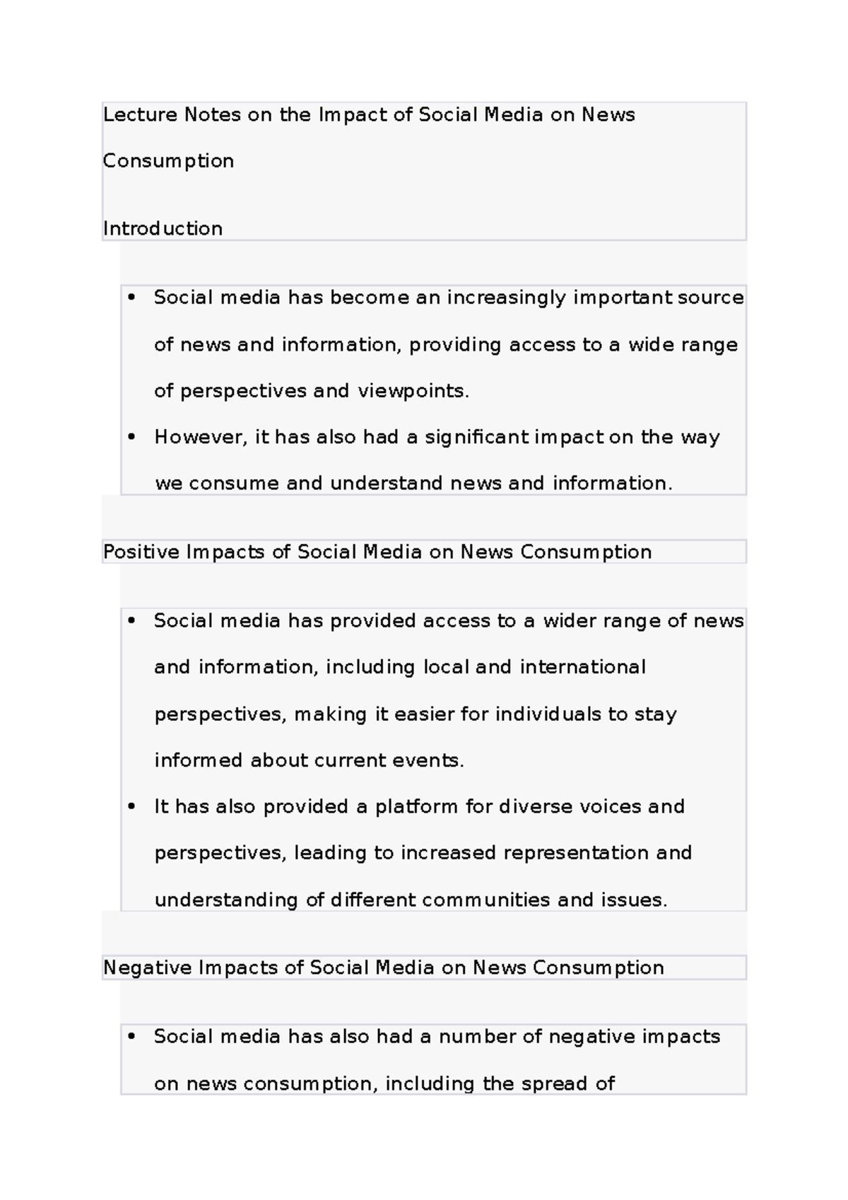 Lecture Notes on the Impact of Social Media on News Consumption ...