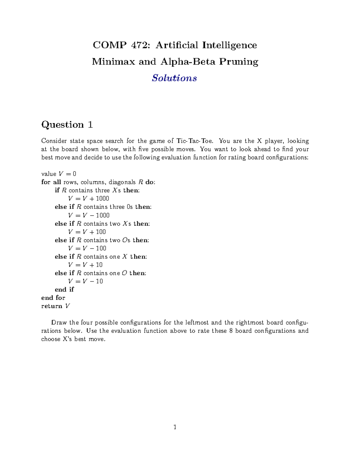 COMP 472 Winter 2025 Adversarial Search Solutions - COMP 472 ...