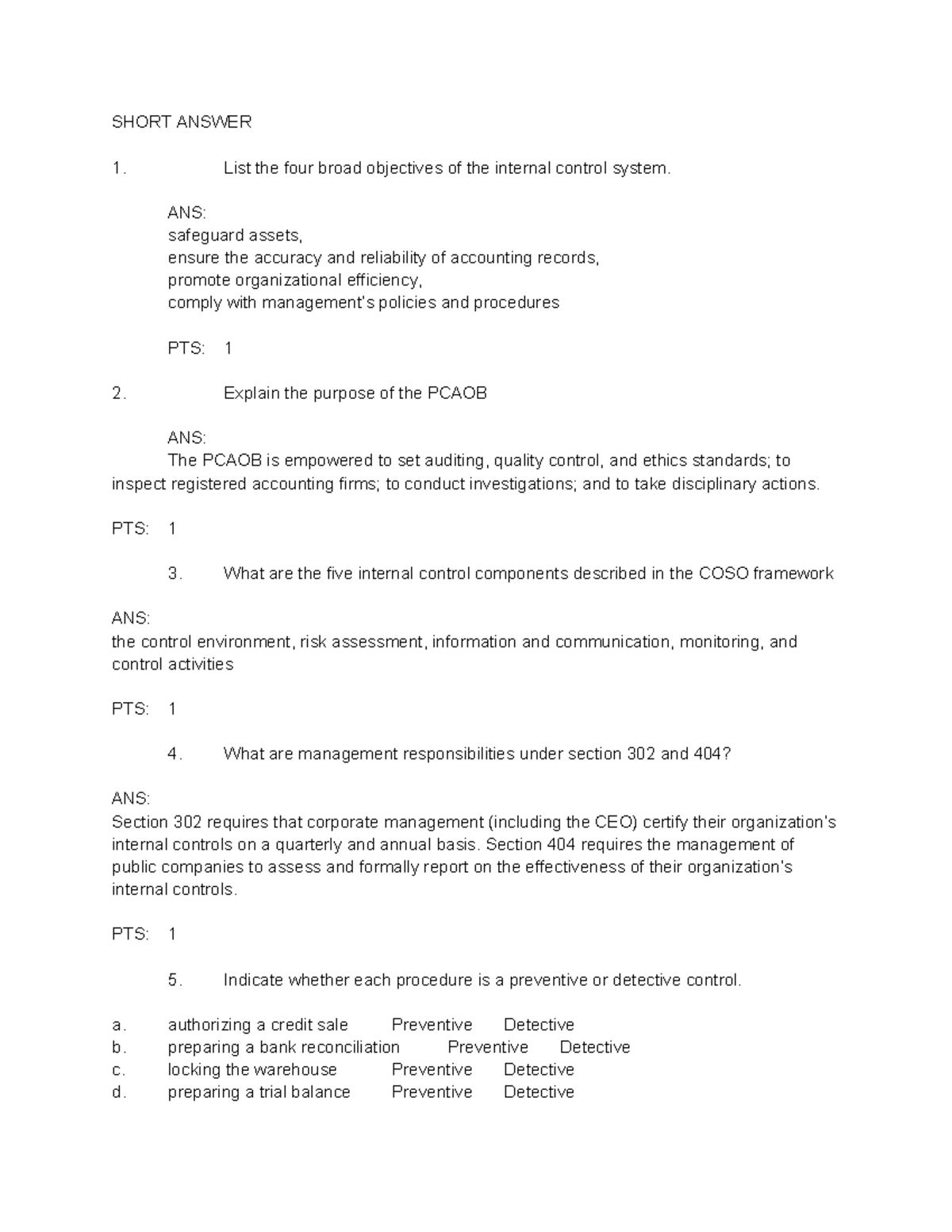 Internal Control Objectives and PCAOB Overview - Audit Theory ...