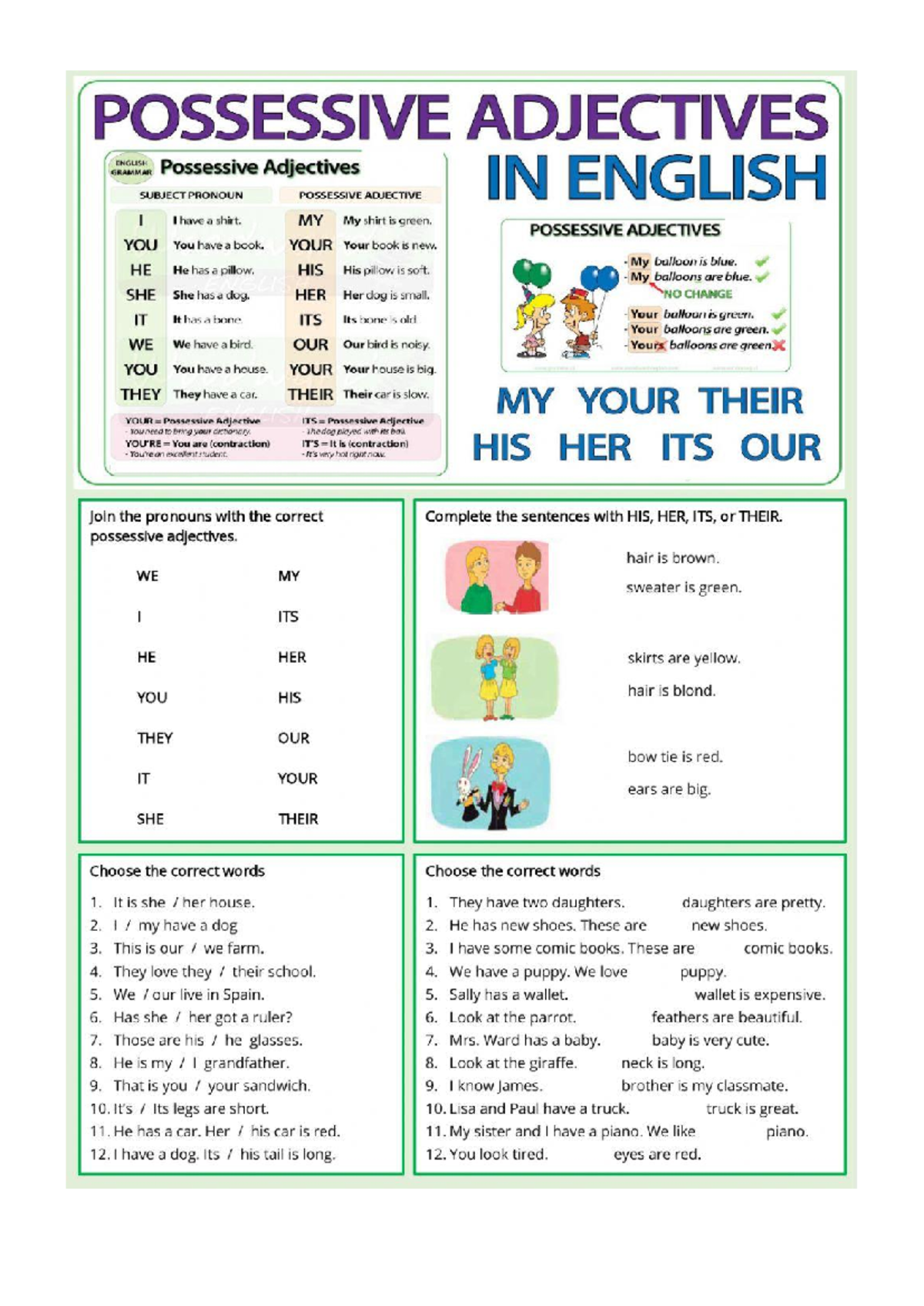 POSSESSIVE ADJECTIVES PRACTICE - ENGLISH GRAMMAR - Studocu