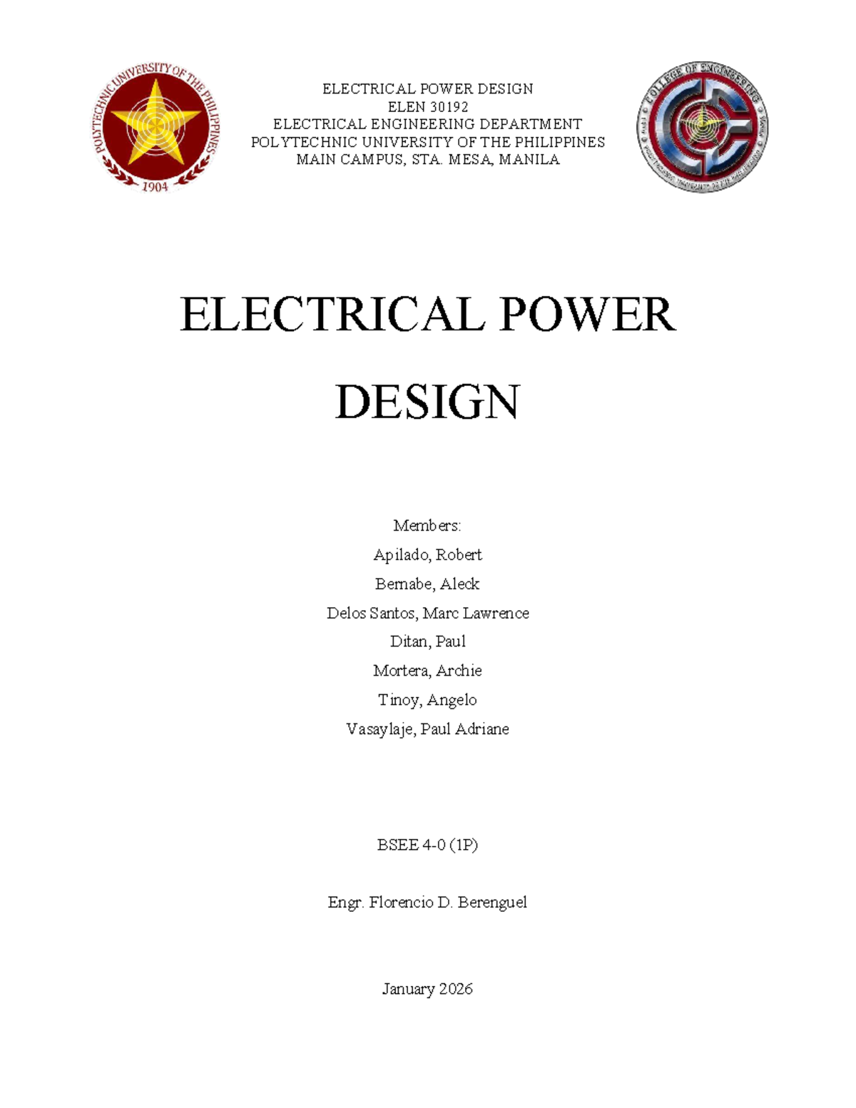Electrical Power Design ELEN 30192: Comprehensive System Analysis - Studocu