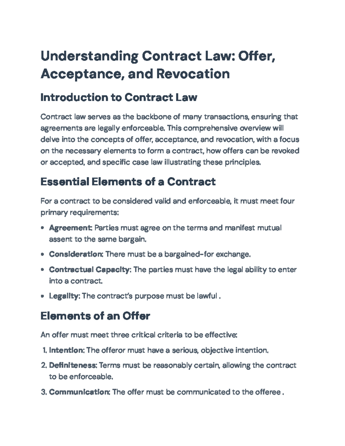 Understanding Contract Law: Elements of Offer, Acceptance & Revocation ...
