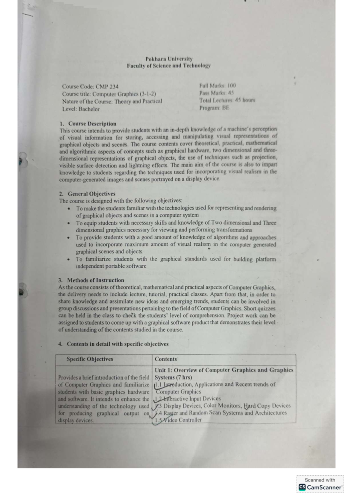 CMP 234 Computer Graphics Course Overview and Key Concepts - Studocu