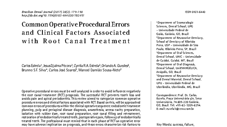 Common errors in endo - Operative procedural errors must be well ...