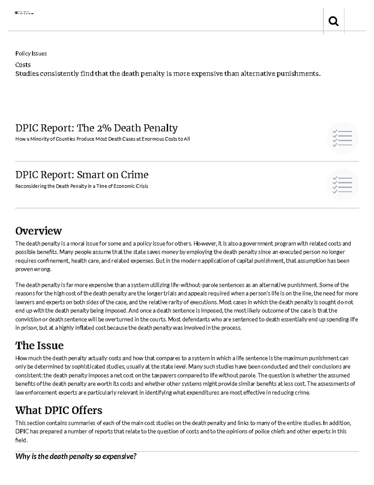 Costs of the Death Penalty: DPIC Insights and Studies Summary - Studocu