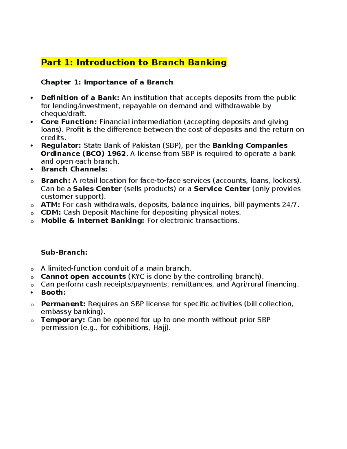 Branch Banking Overview: Importance, Functions, and Future Trends - Studocu