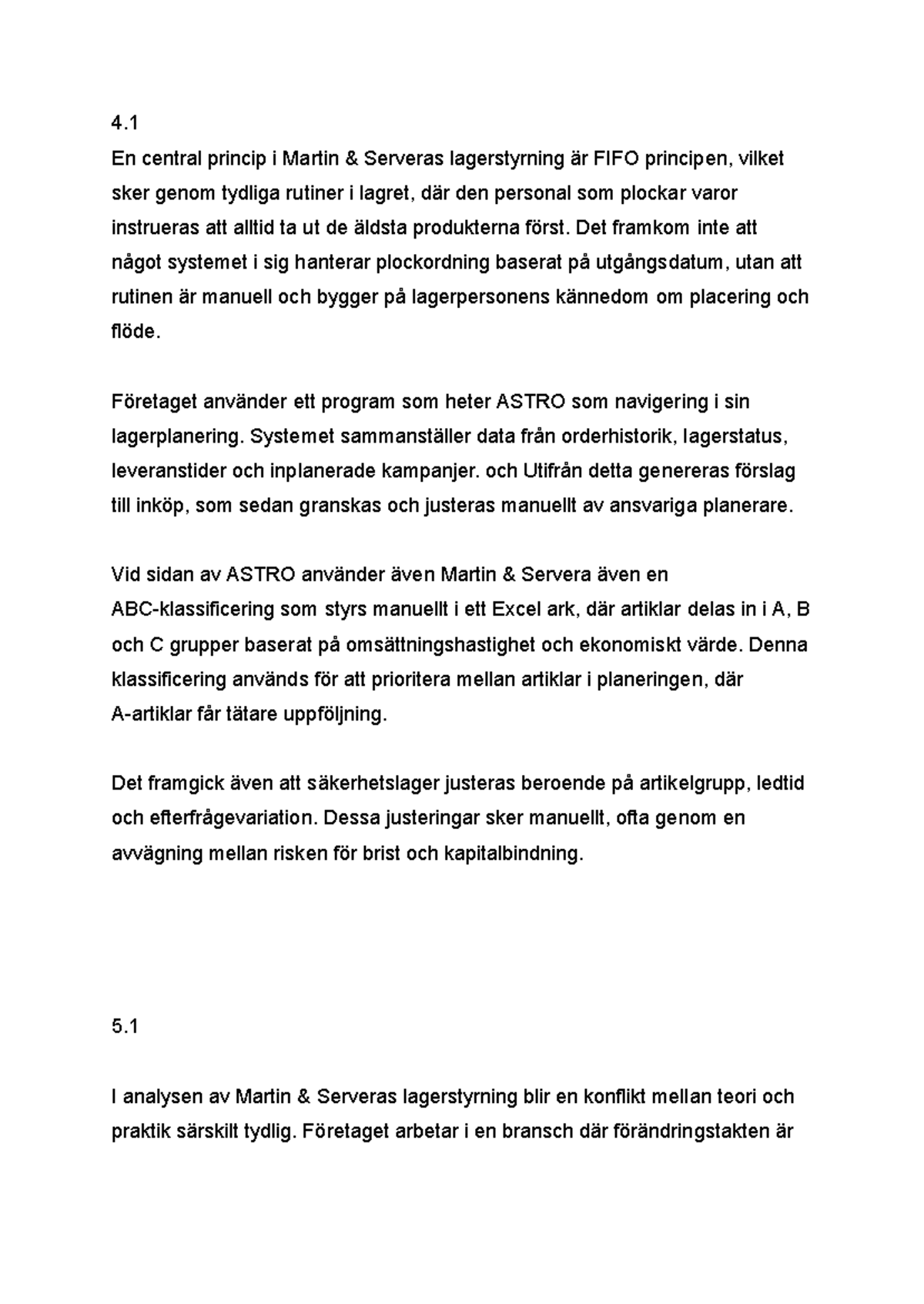 Martin Serveras Lagerstyrning: FIFO och Manuell Hantering - Studocu