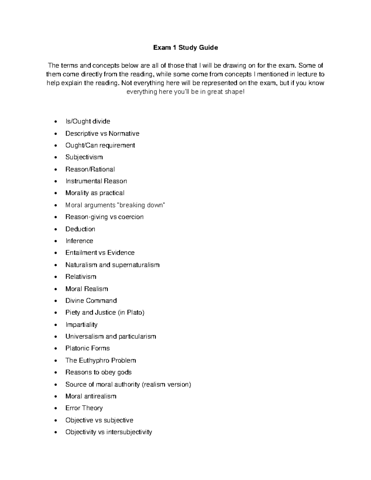 PHIL101 Exam 1 Study Guide: Essential Ethics Terms & Concepts - Studocu