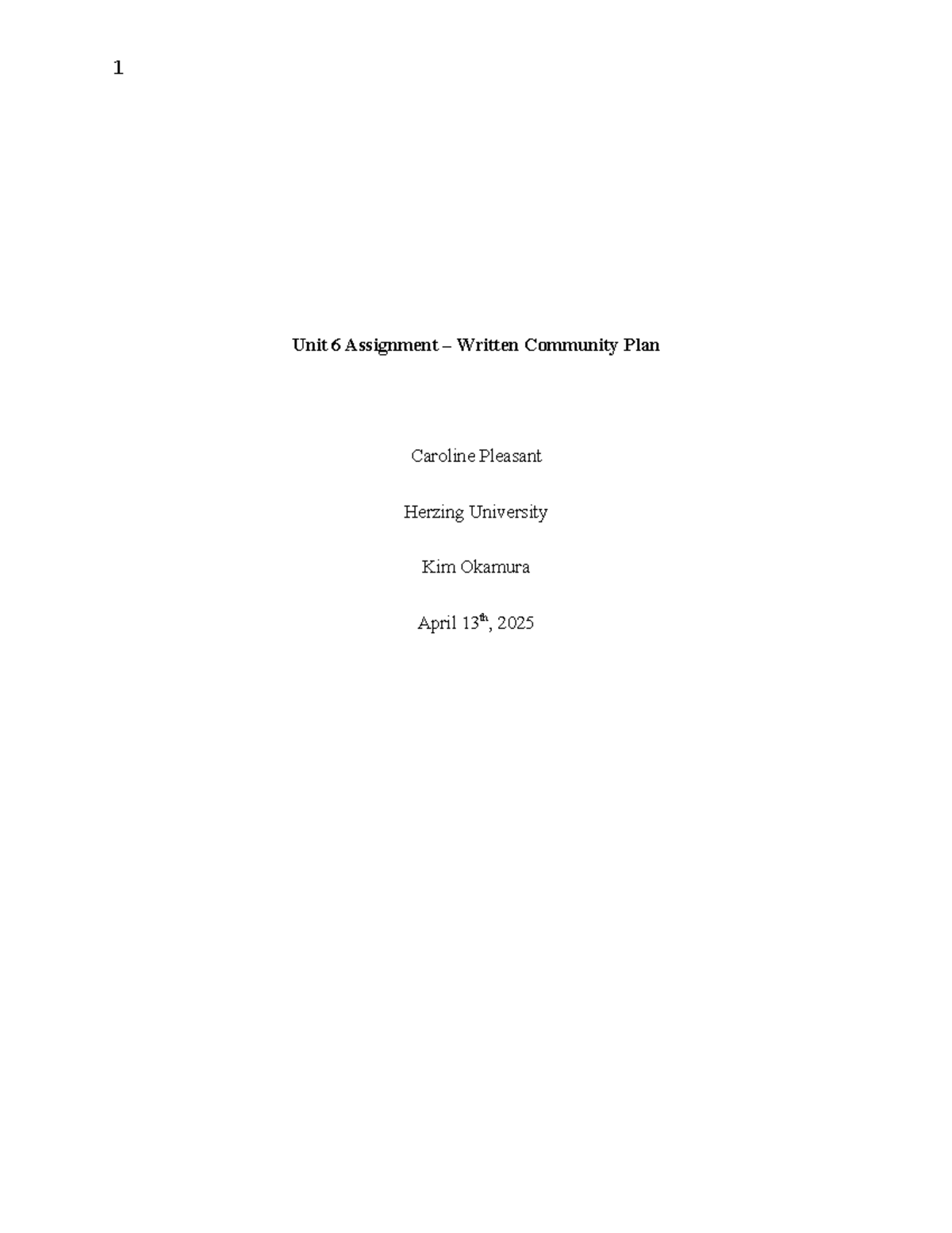 NSG323 Unit 6 Assignment: Written Community Plan on Food Insecurity ...