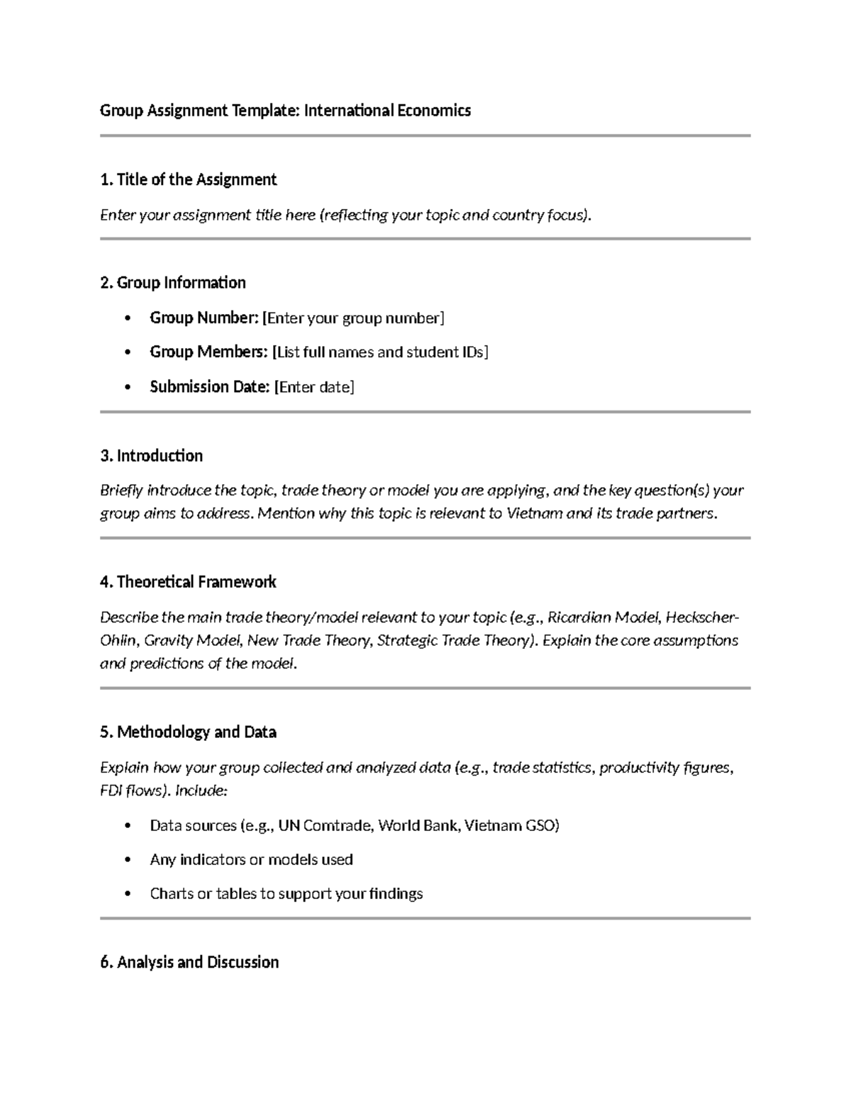 Group Assignment Template: International Economics - Vietnam Focus ...