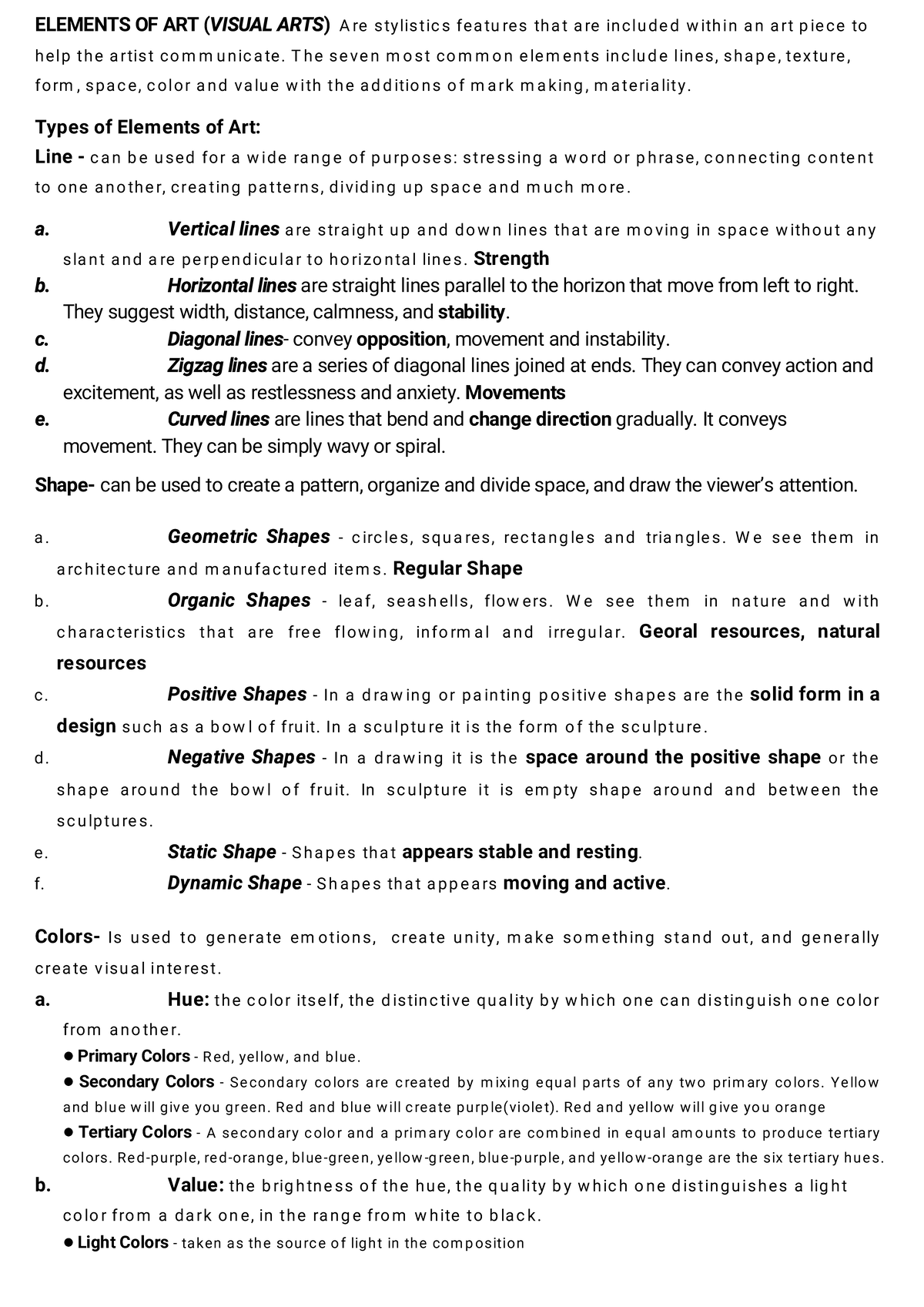 Elements of Art (ART101): Key Features and Principles Explained - Studocu