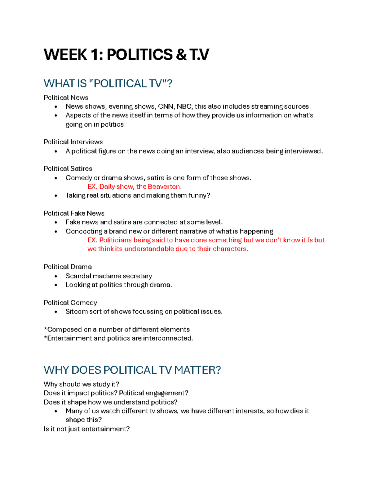 POLI SCI 2144 Lecture Notes ( Midterm) - WEEK 1: POLITICS & T WHAT IS ...