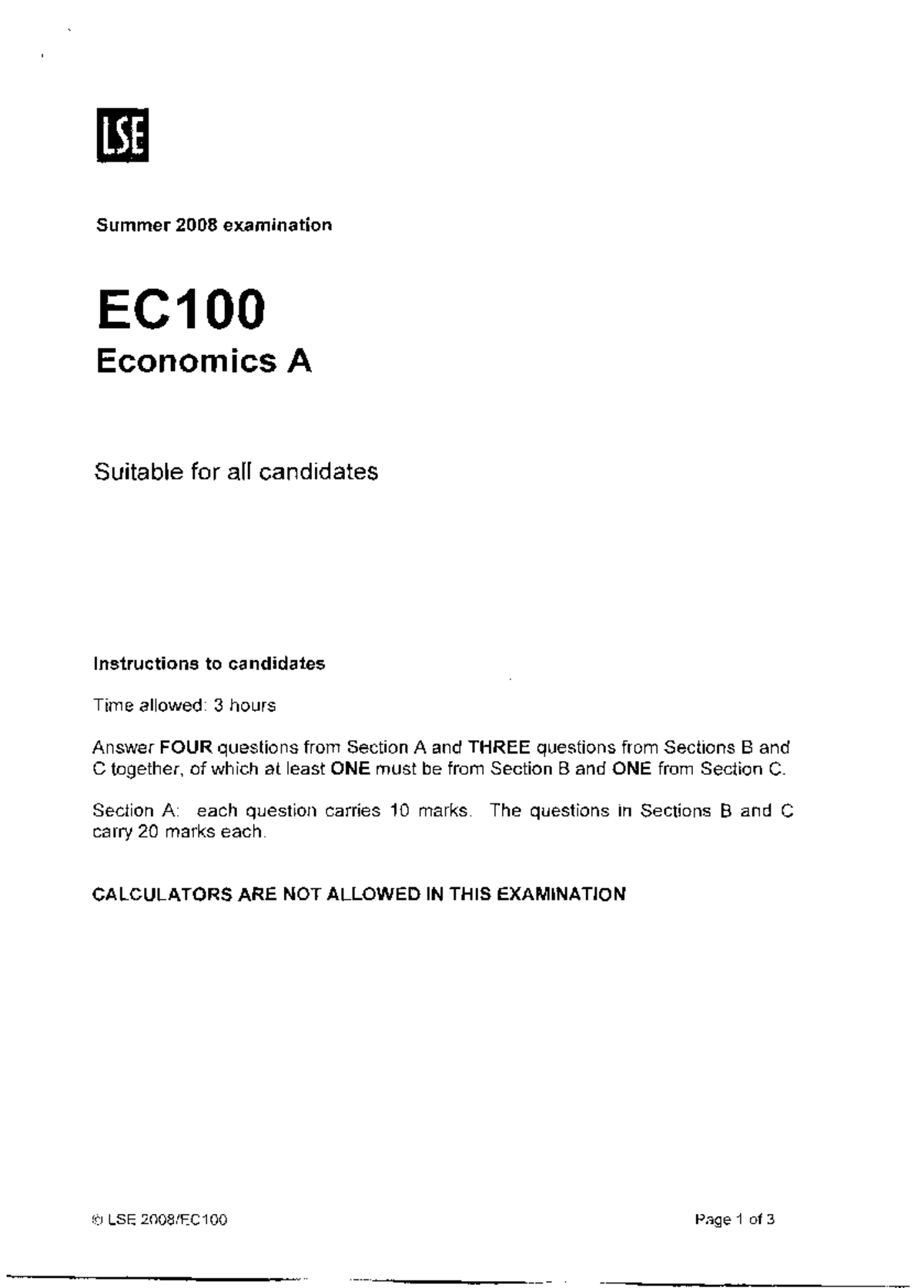 EC100 - Past exam papers - EC100 - Studocu