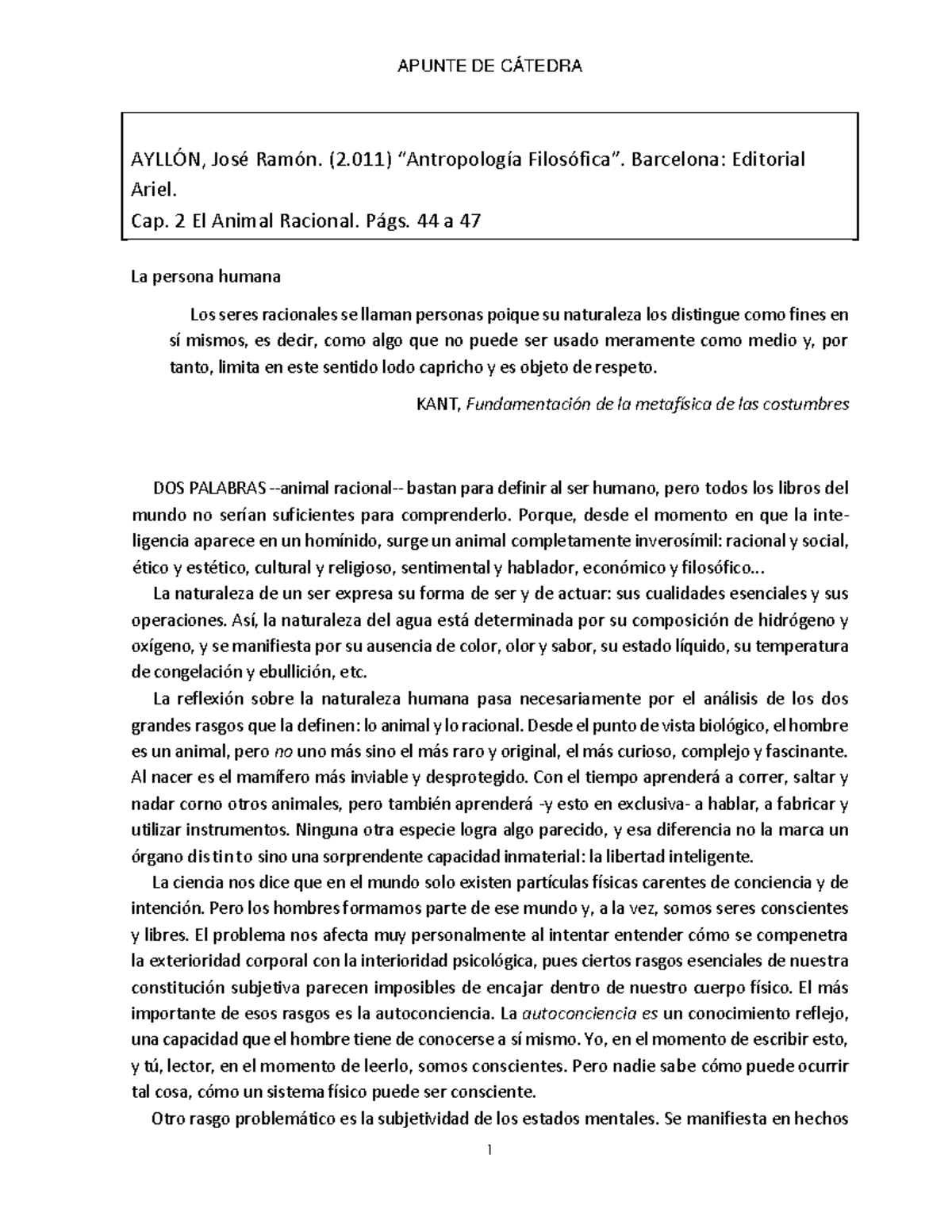 Capítulo 2: El Animal Racional en Antropología Filosófica - AYLLÓN J.R ...