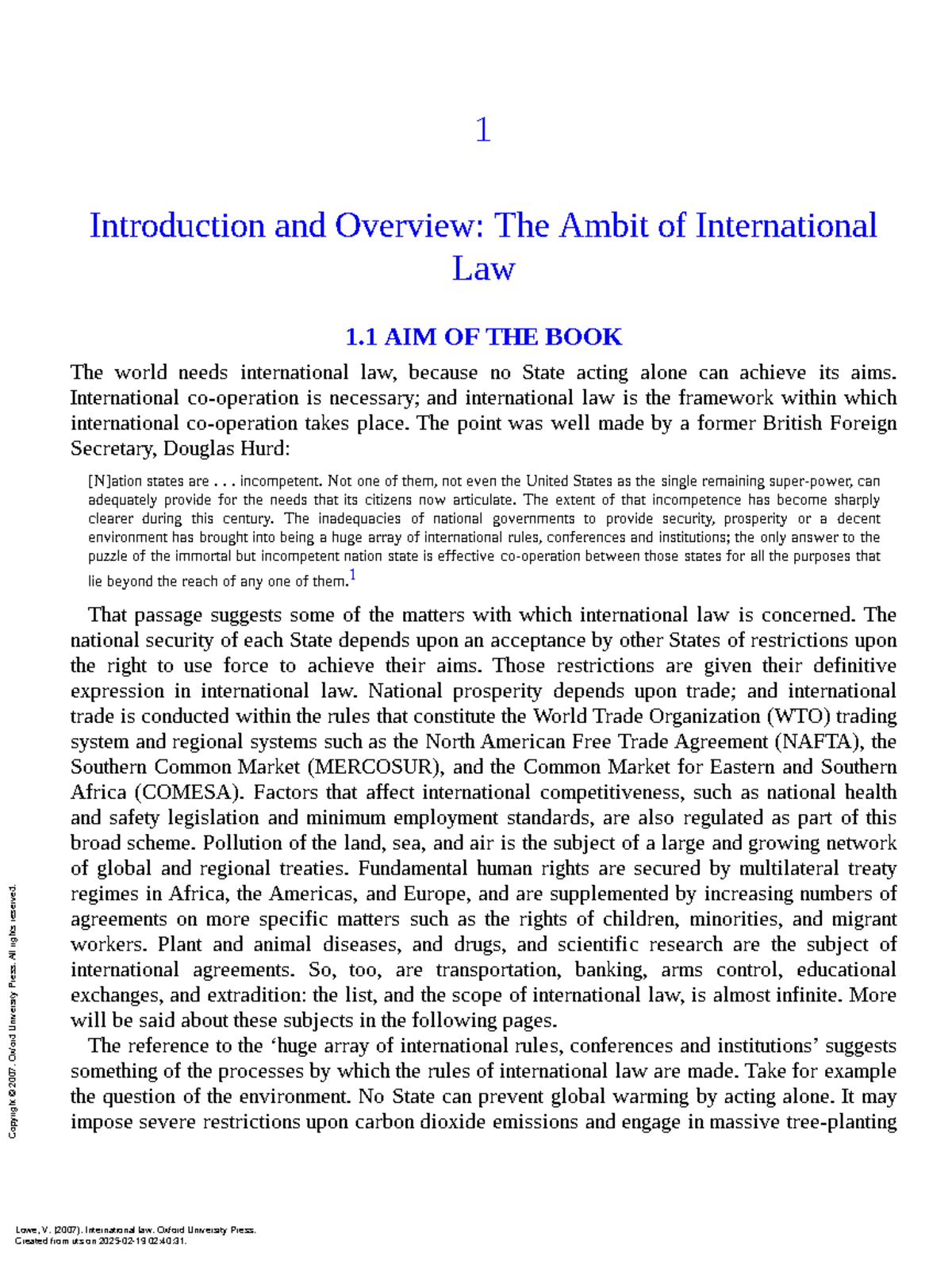 Week 1 Reading: Introduction to International Law Concepts - Studocu
