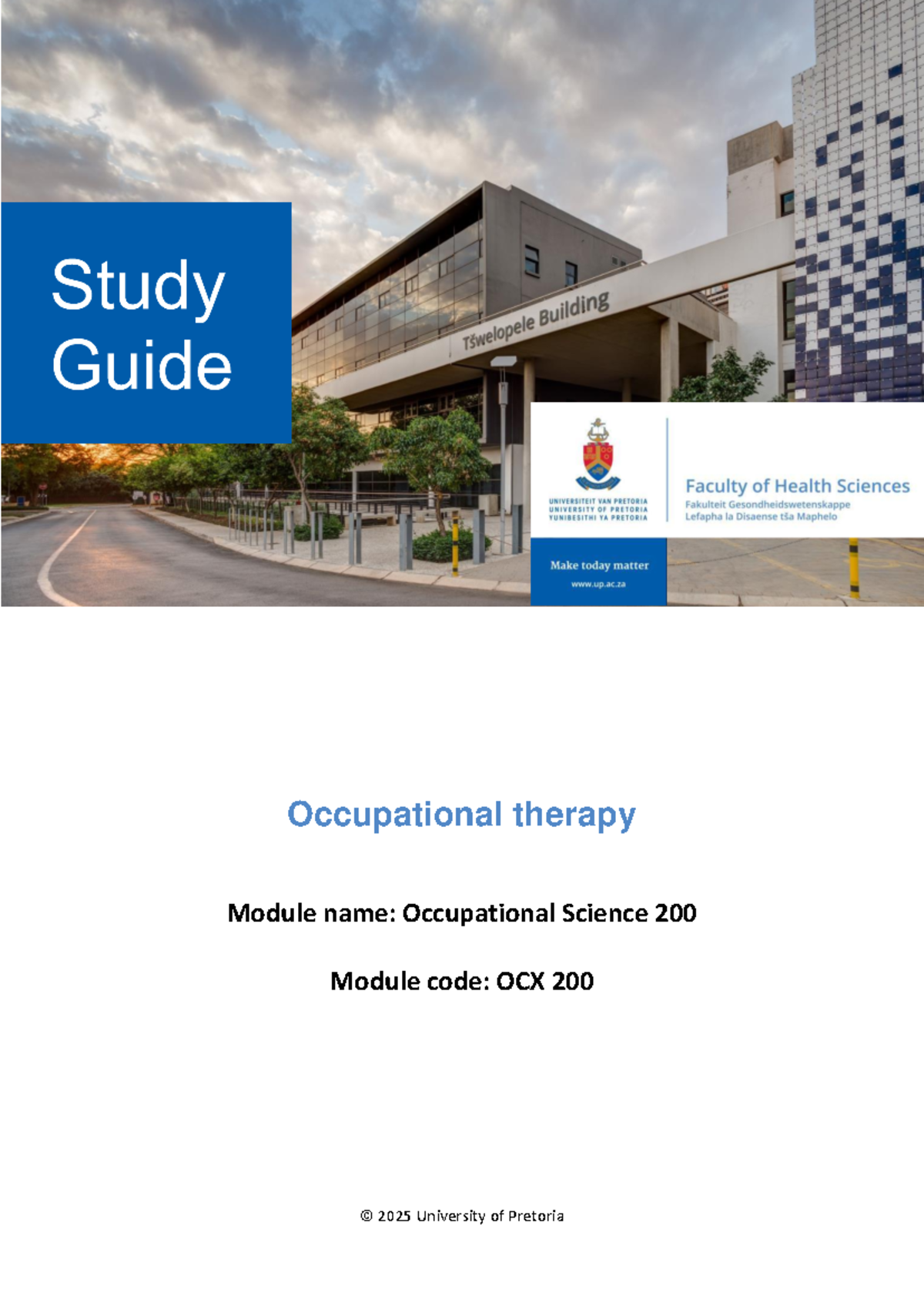 OCX 200 Study Guide: Occupational Science Overview for 2025 - Studocu