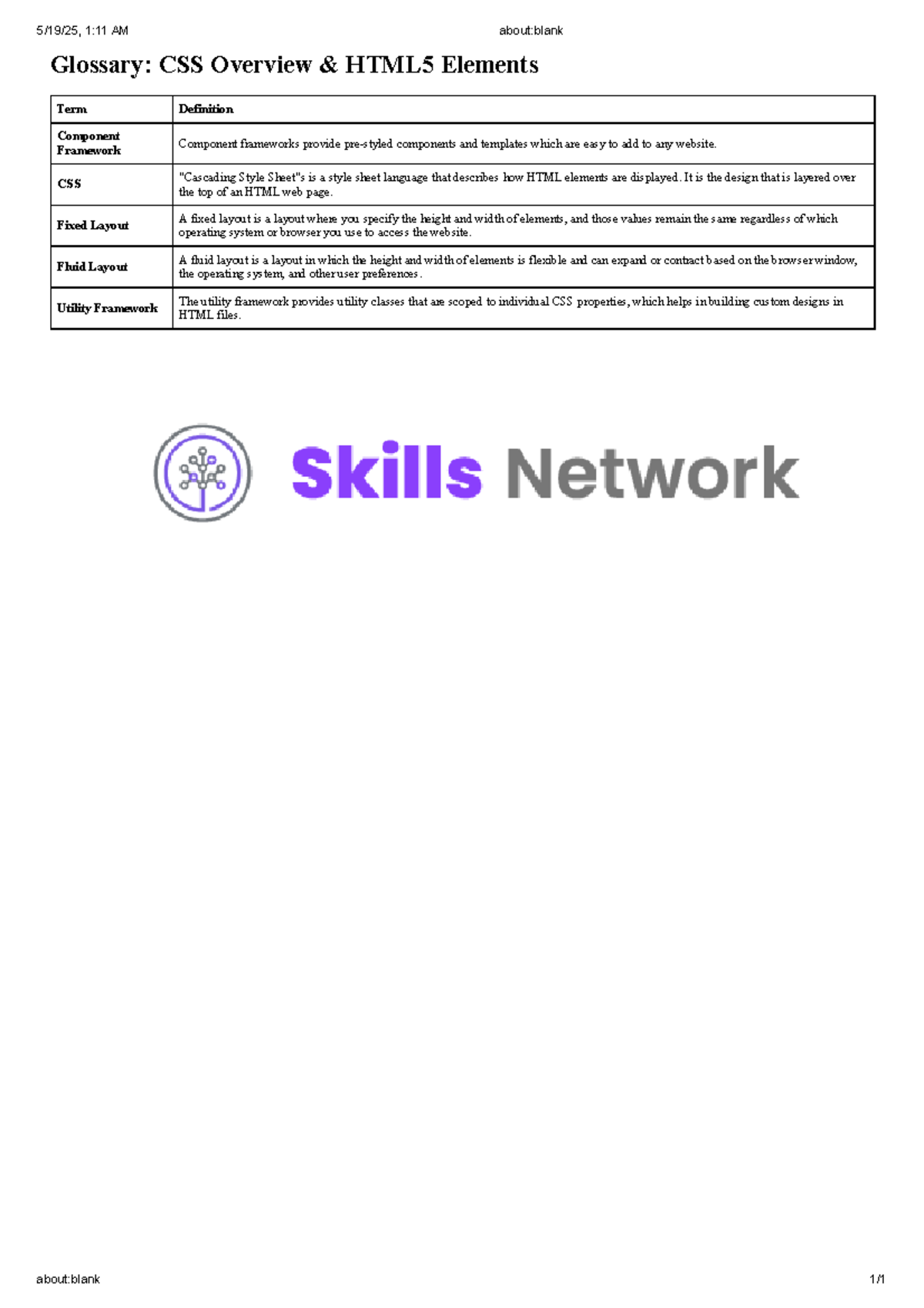 CSS Glossary: Overview of HTML5 Elements and Frameworks - Studocu