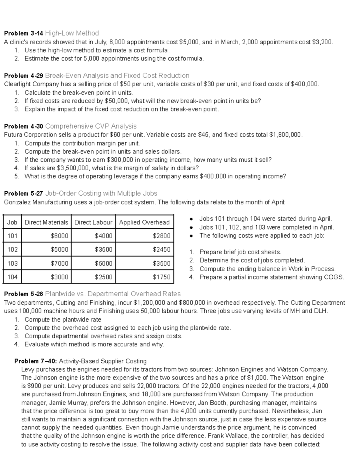 ACC 406 Final Exam Prep: Cost Analysis & Decision-Making Problems - Studocu