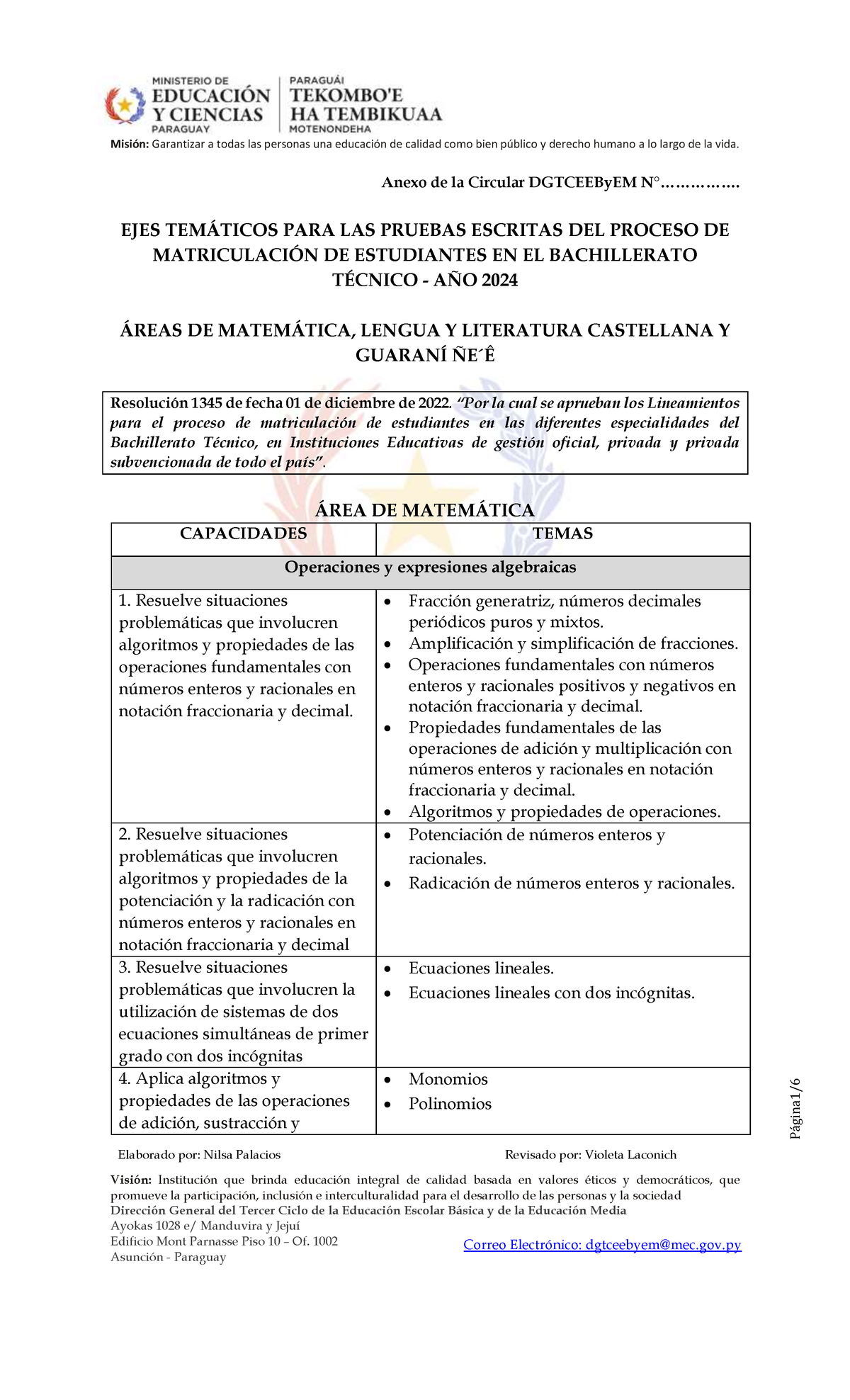 Ejes Temáticos para las Pruebas Escritas del Bachillerato Técnico 2024 ...