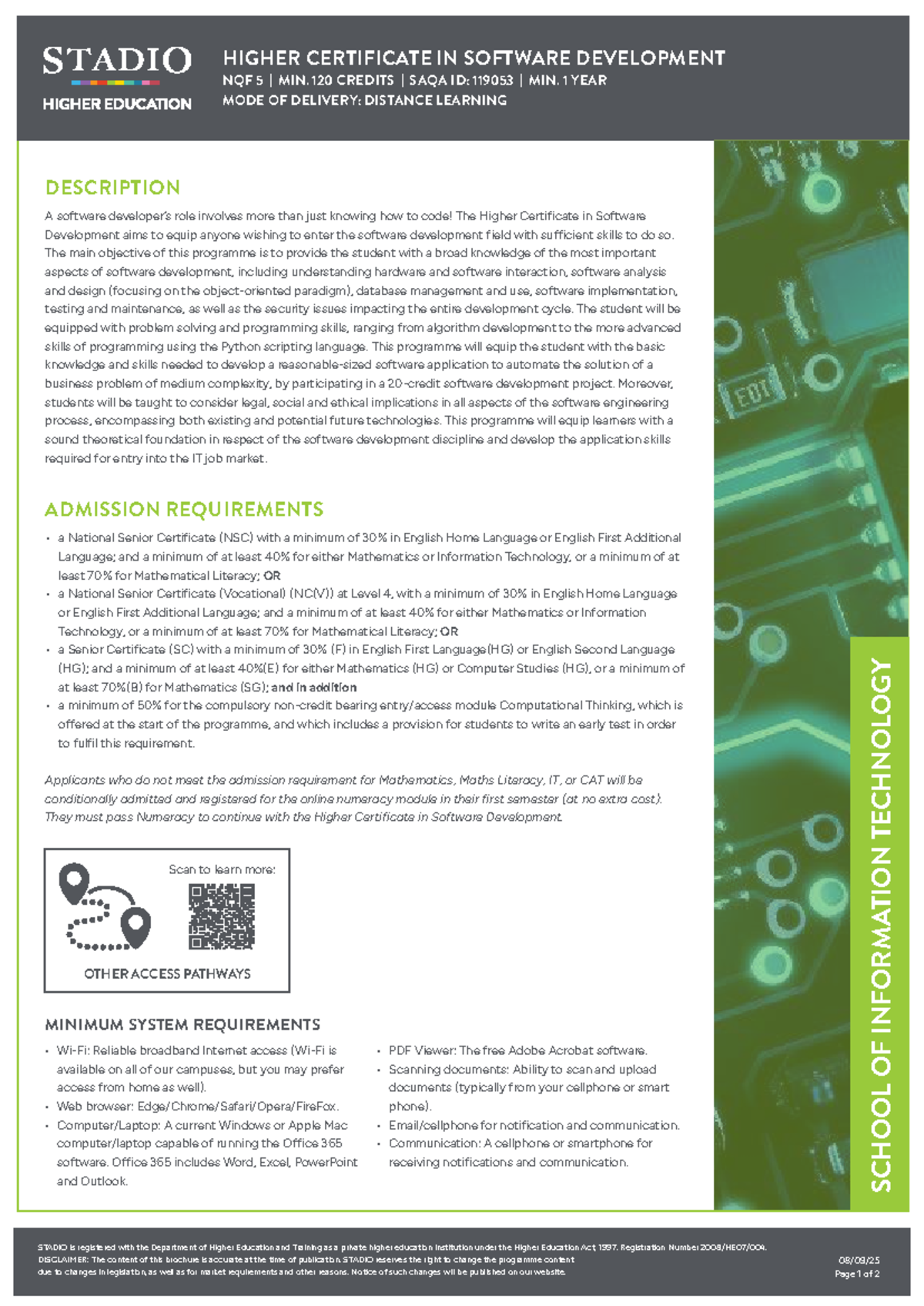 Higher Certificate in Software Development (SOIT) - Distance Learning ...