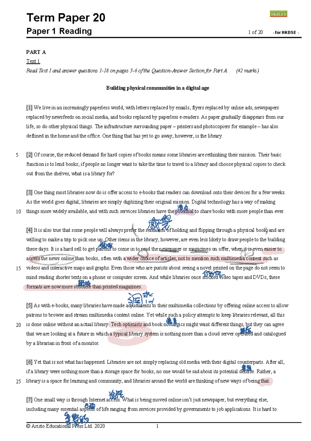 Paper 1 Reading Notes for HKDSE - Term Paper 20 Paper 1 S4 - Studocu
