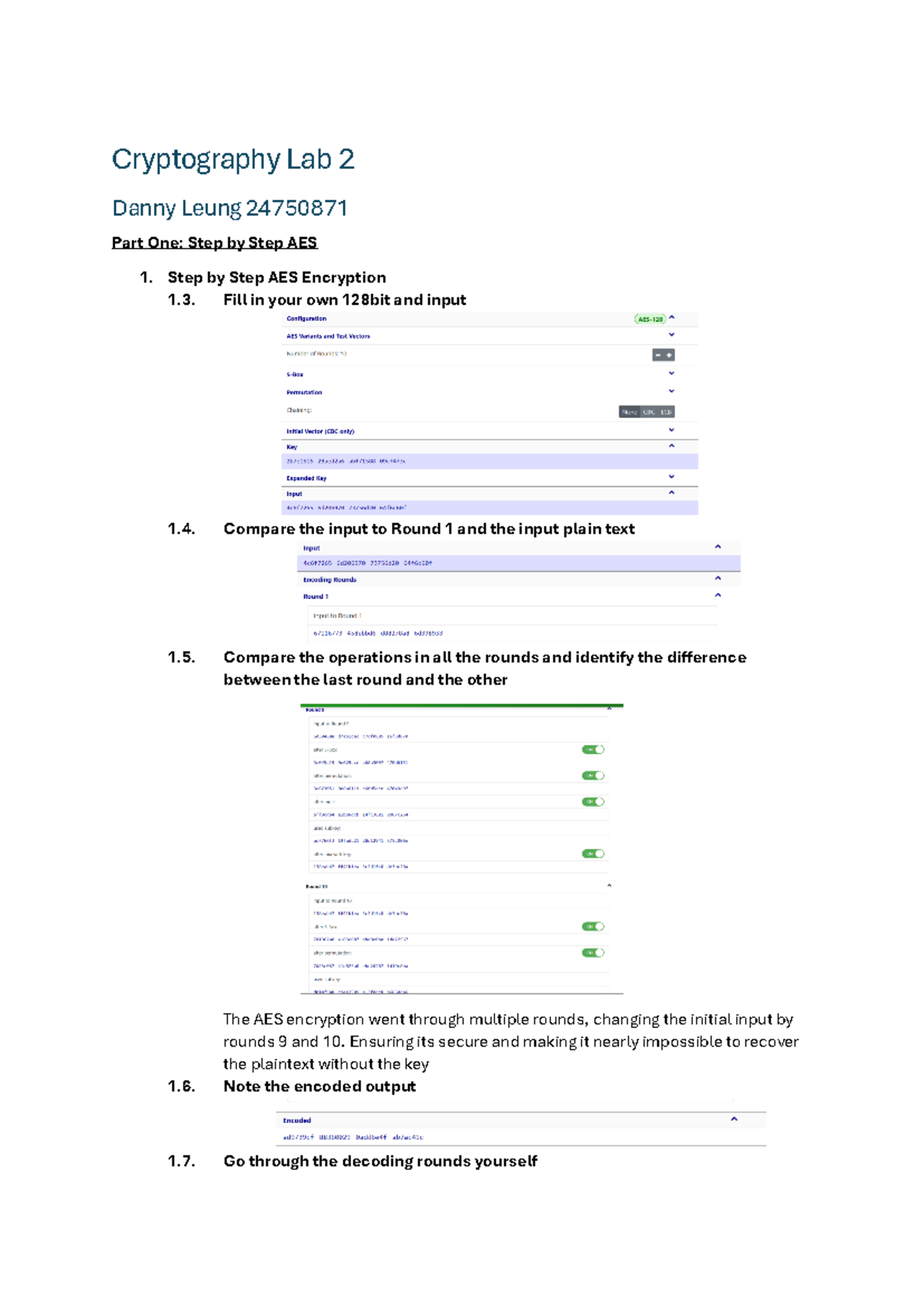Cryptography Lab 2 - lab 2 - Cryptography Lab 2 Danny Leung 24750871 ...