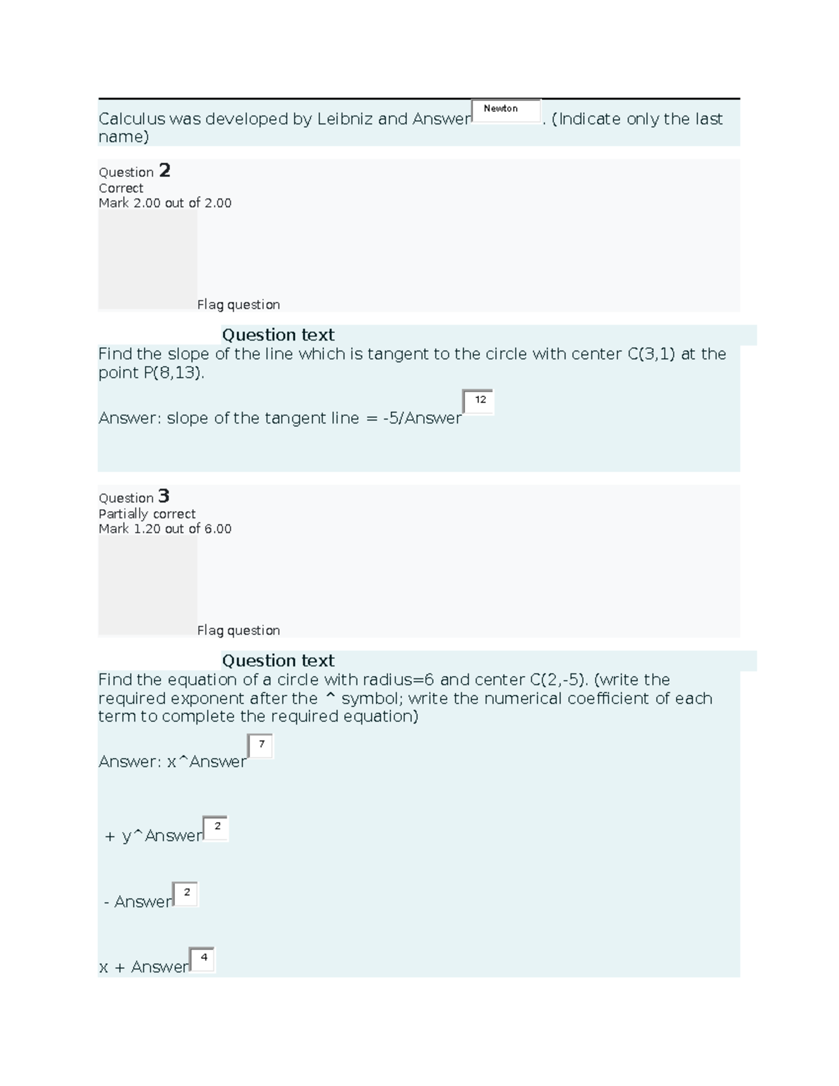 Calculus 1 Midterm exam - Calculus was developed by Leibniz and Answer ...