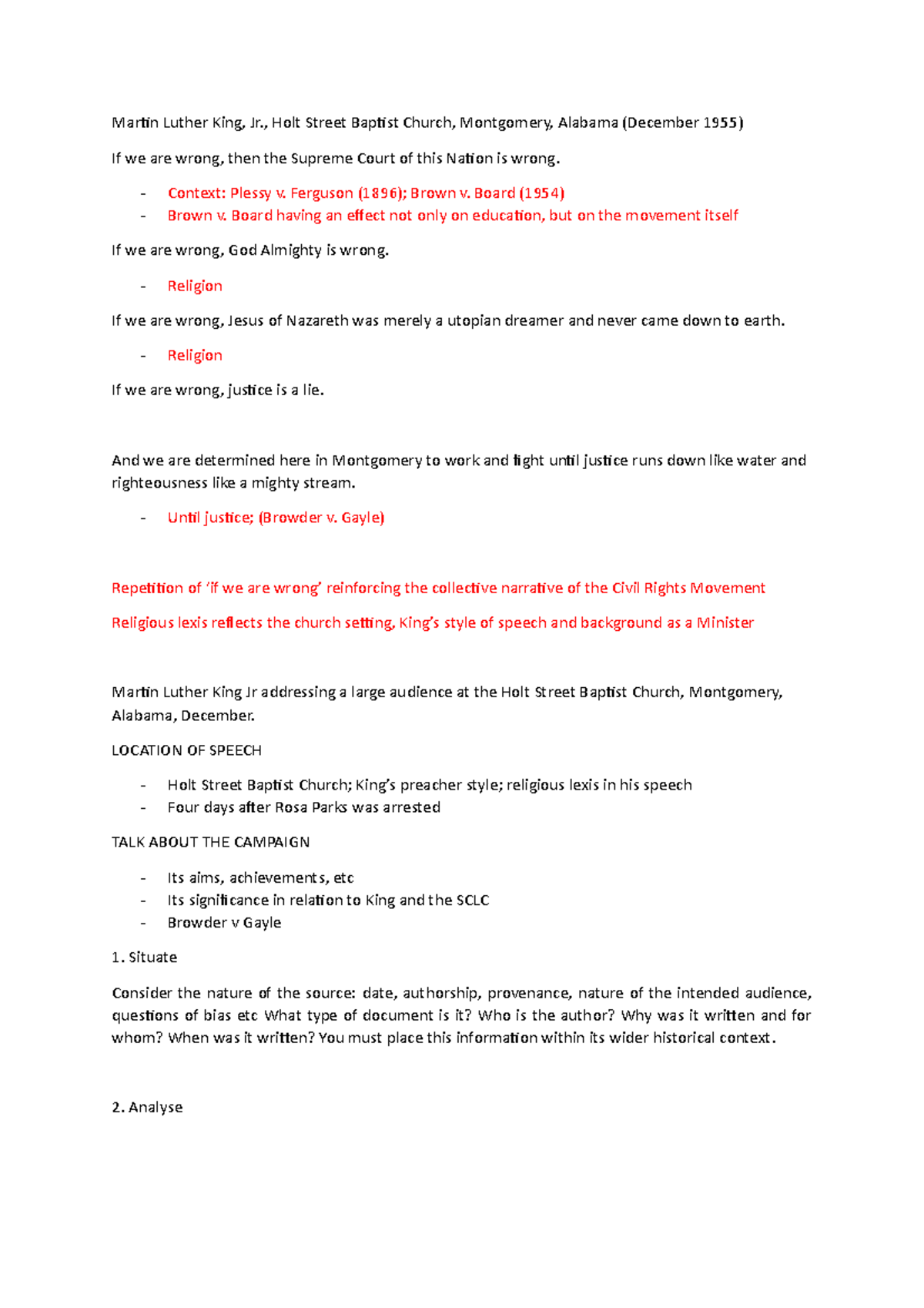 MLK Extract - Notes and short essay on Martin Luther King, Jr., Holt ...