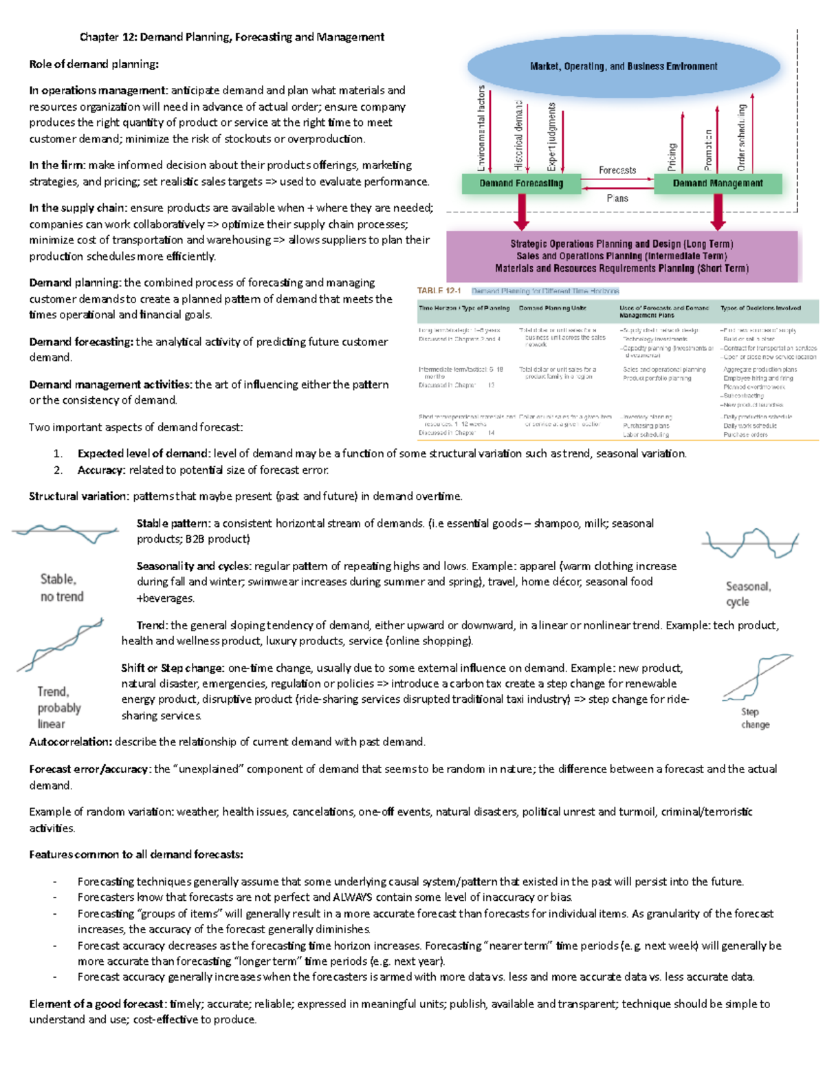 Exam 2 Notes: Demand Planning, Forecasting & Resource Management - Studocu