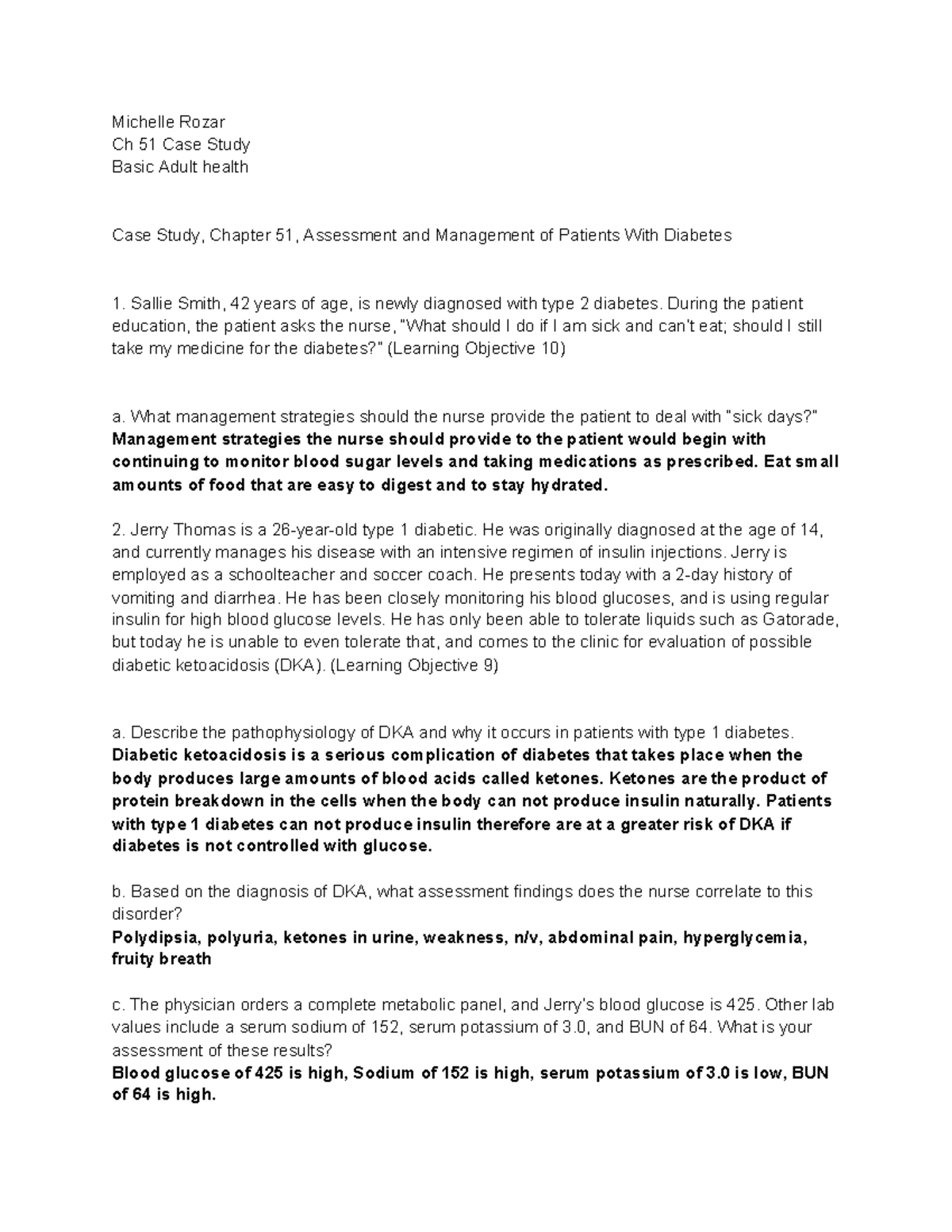 Ch 51 Case study answer key must have! - Michelle Rozar Ch 51 Case ...