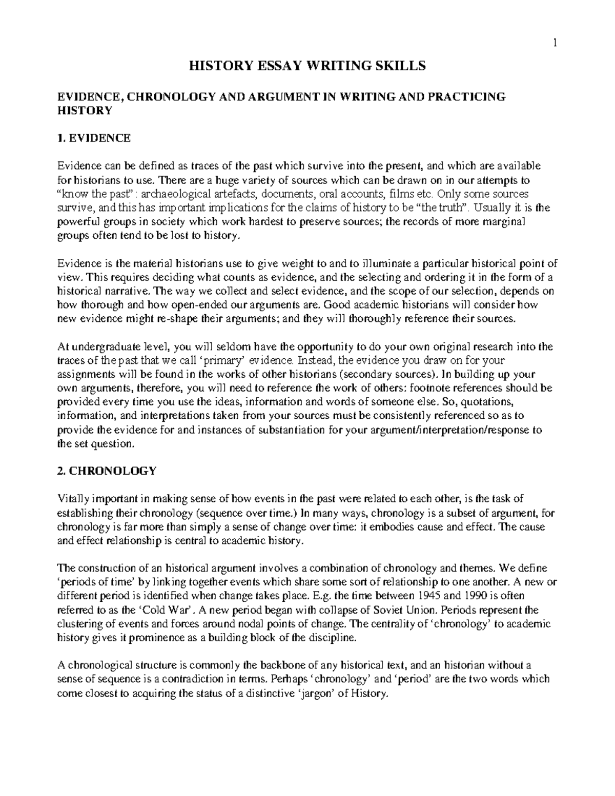 HIST 101: Essential Skills in Writing History Essays - Studocu