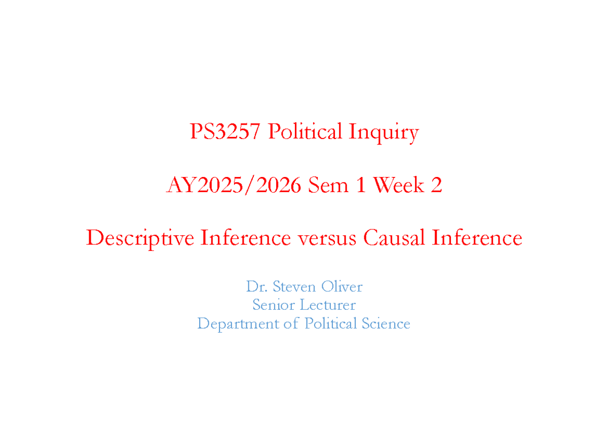 AY2526 Political Inquiry Sem 1 Week 2: Descriptive vs Causal Inference ...
