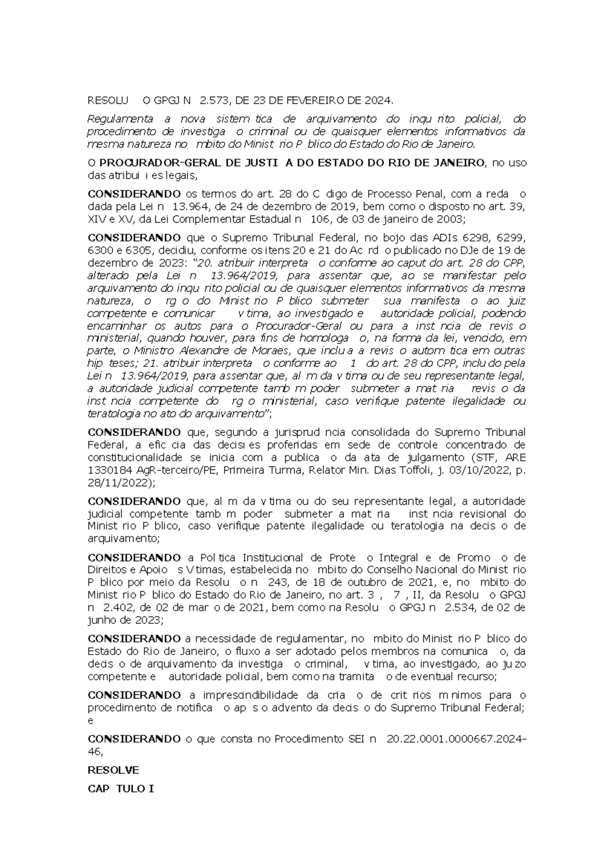 Regulamentação de Arquivamento de Inquérito Policial - GPGJ Nº 2.573 ...