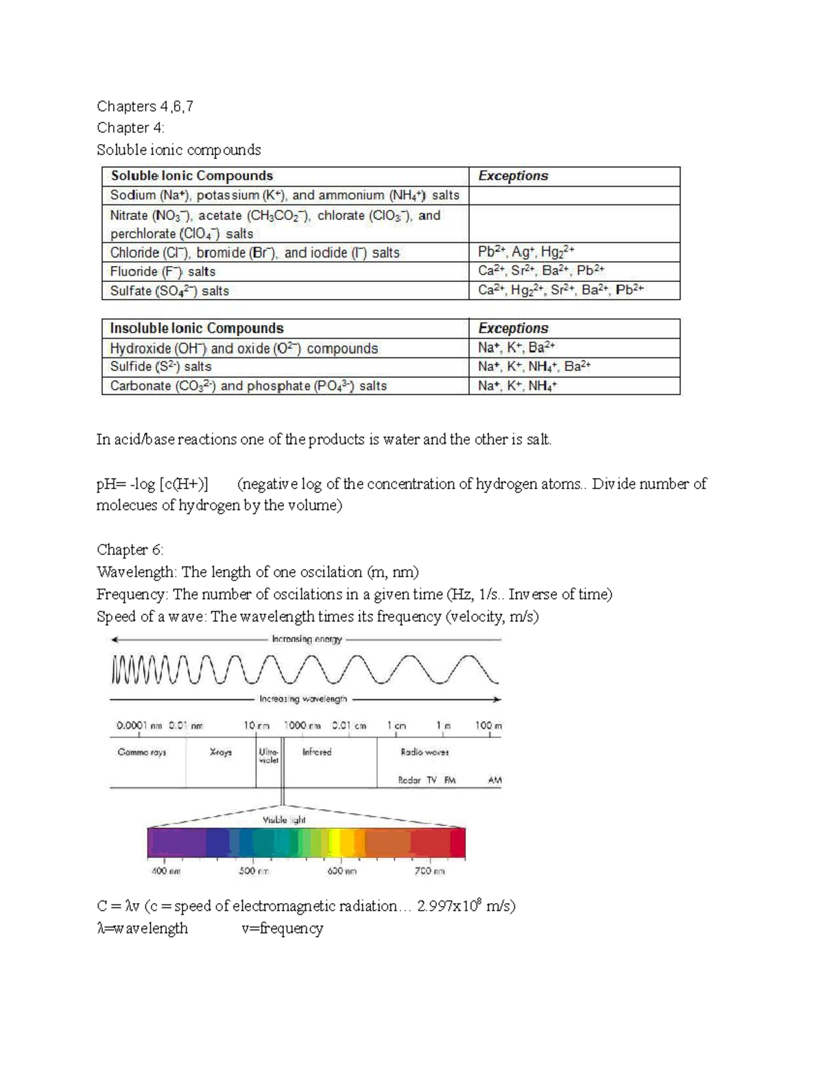 Chem 101 Exam 2 Study Guide: Chapters 4 & 6 Notes - Studocu