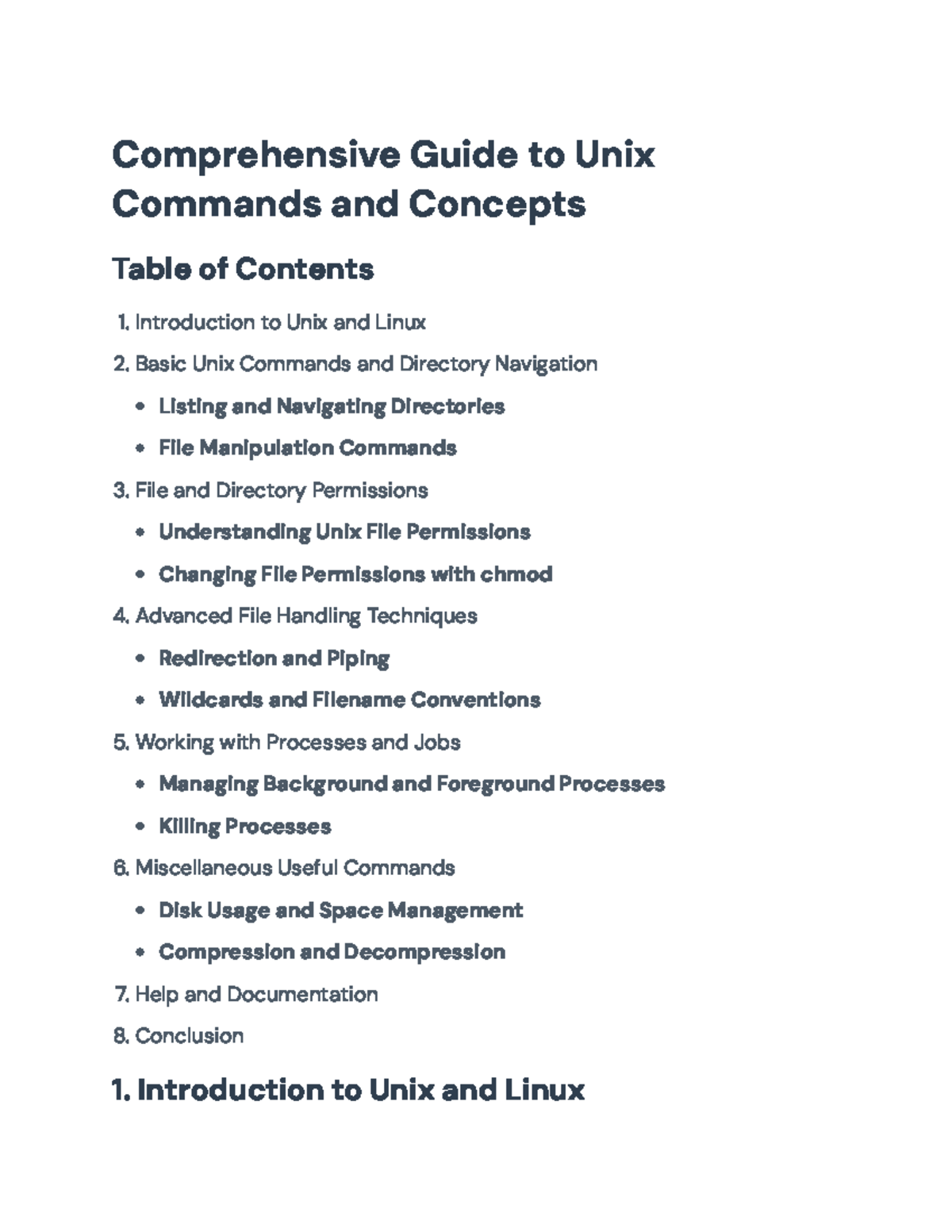 Unix Commands and Concepts: A Comprehensive Guide for Mastery ...