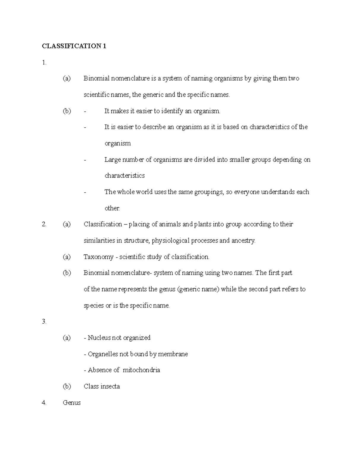FORM 1 Classification I: Understanding Binomial Nomenclature and ...