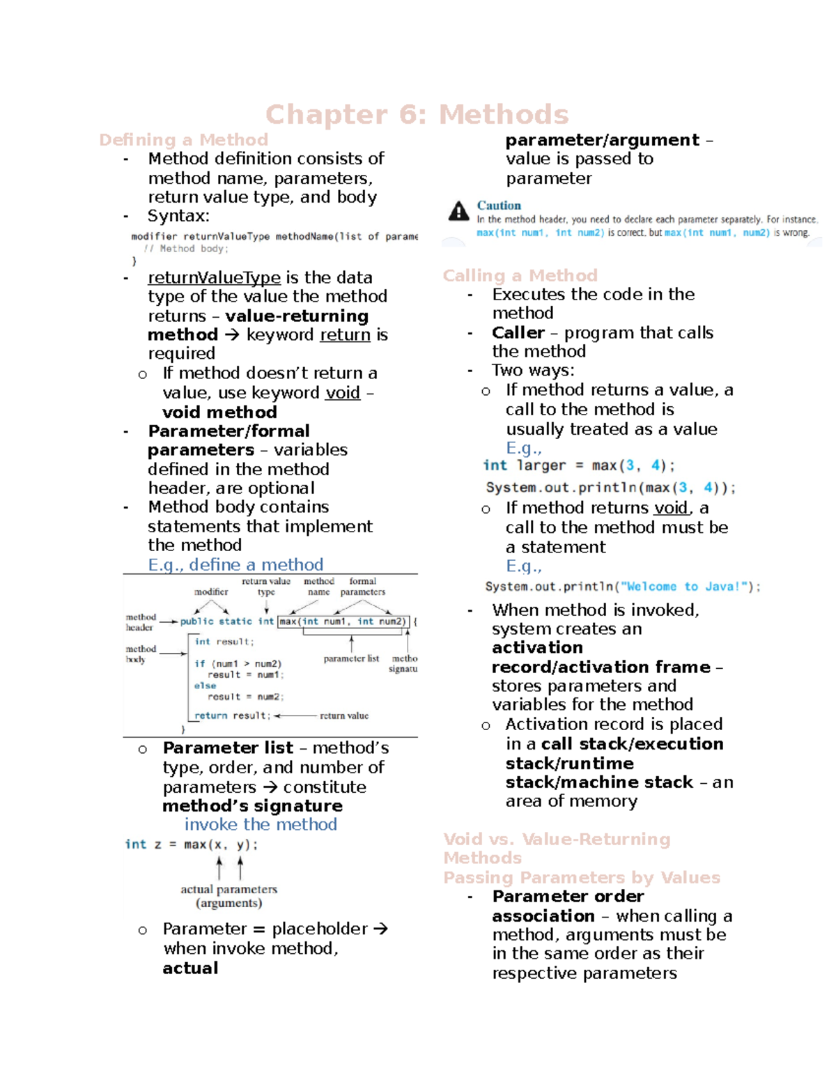 Chapter-6-Methods - Chap6 - Chapter 6: Methods Defining a Method ...