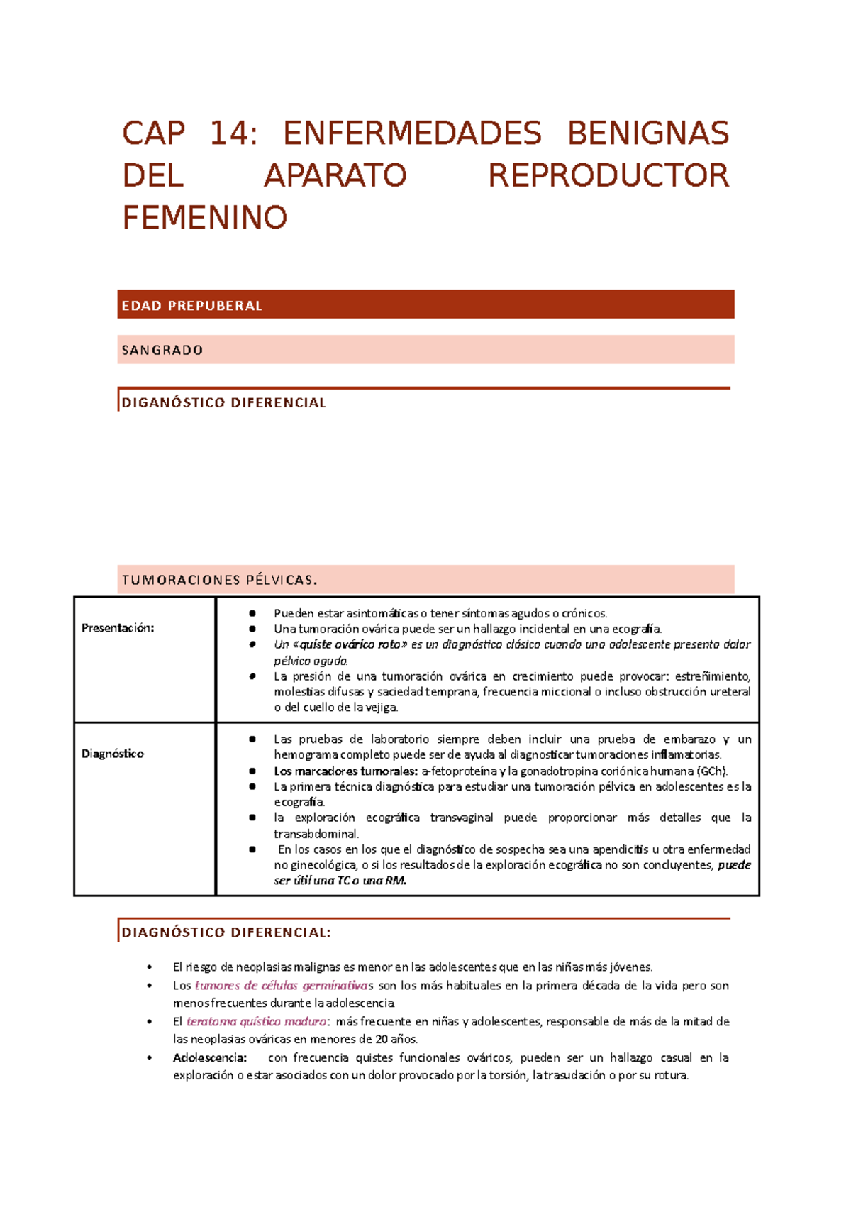 Capítulo 14: Enfermedades Benignas del Aparato Reproductor Femenino - Document Preview