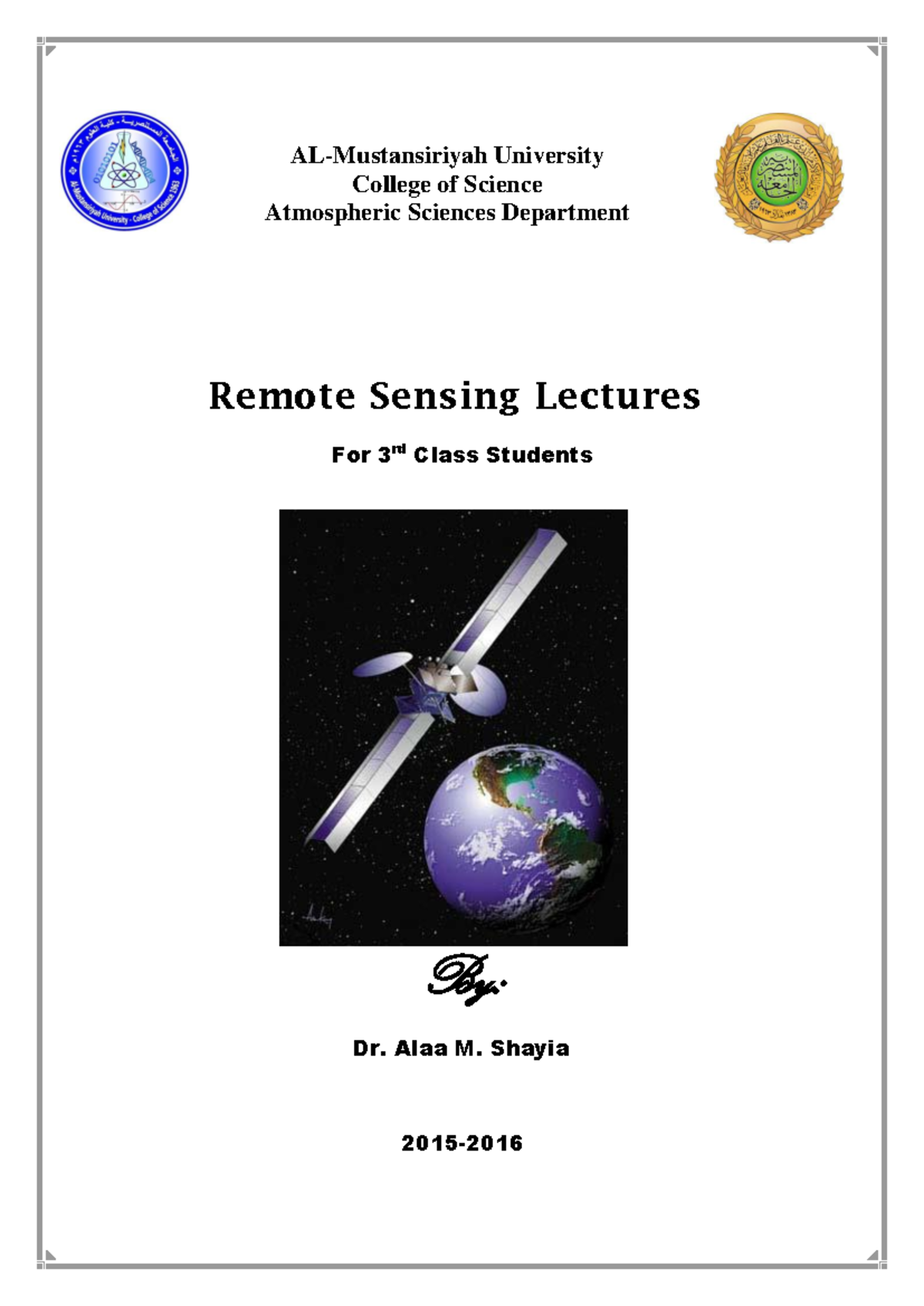 Remote Sensing Lecture Notes for 3rd Class - A. M. Shayia - Studocu