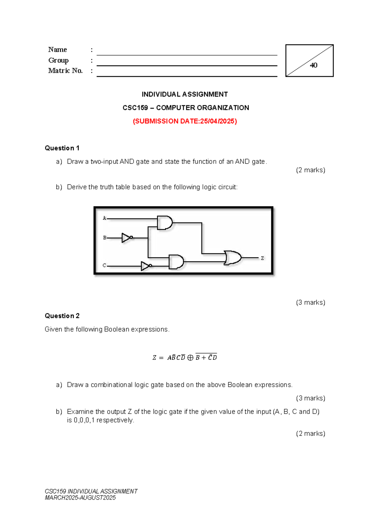 CSC159 Individual Assignment Sem March-August 2025 - CSC159 INDIVIDUAL ...