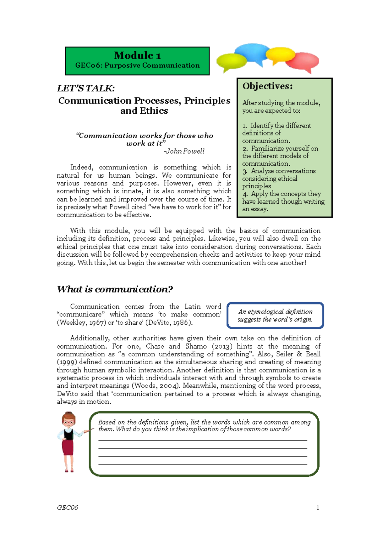 GEC06 Module 1: Purposive Communication - Processes, Principles ...