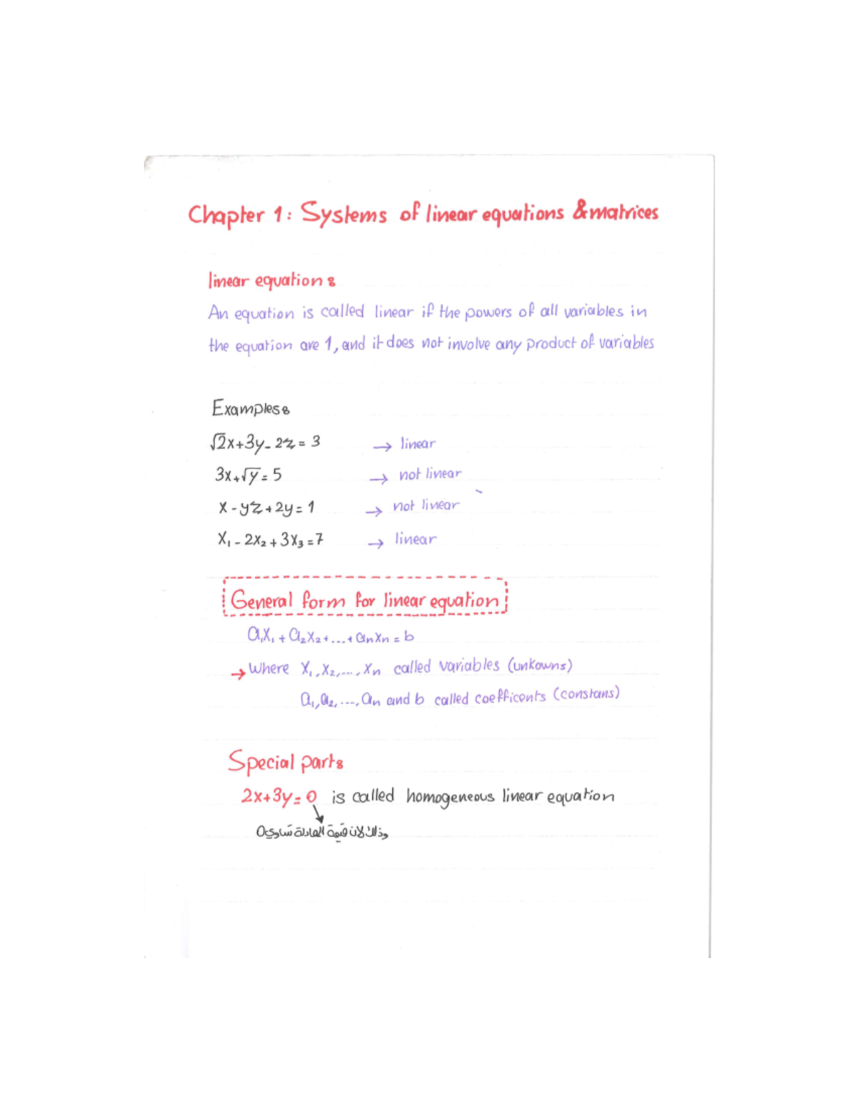 Math 204 Summary Of Vectors And Matrices By Anas Abu Zahra Studocu